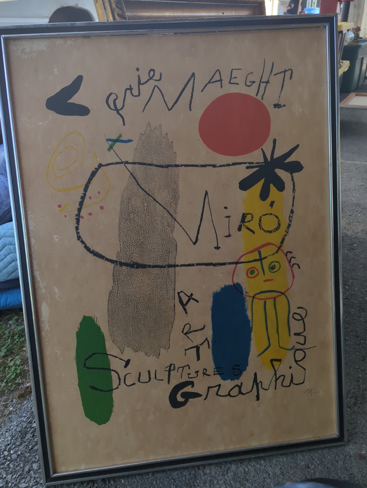 Pencil Signed 1950 Poster Joan Miro Print Nice Colors