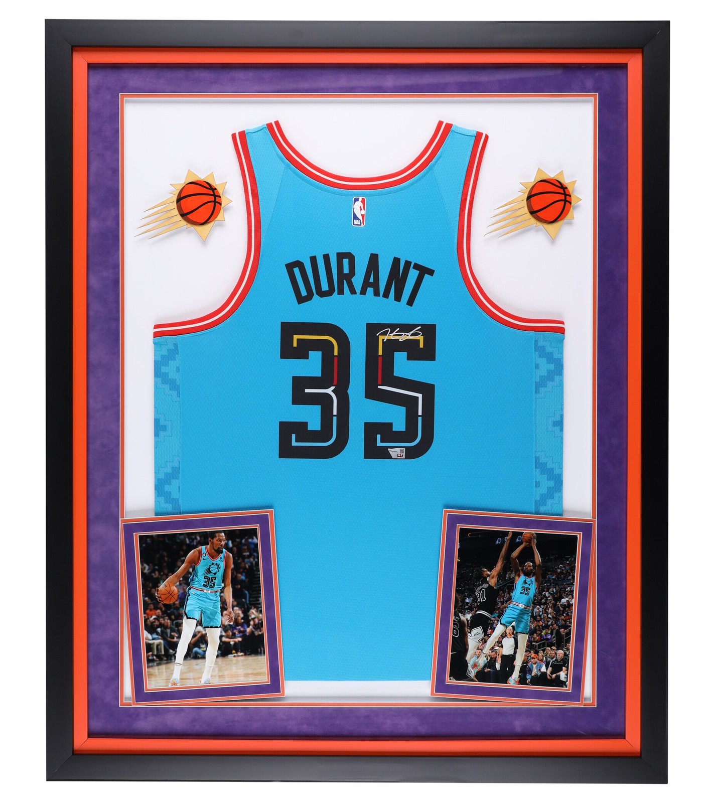 Kevin Durant Signed Framed Nike 2022-23 Turquoise Swingman Jersey Fanatics Auto