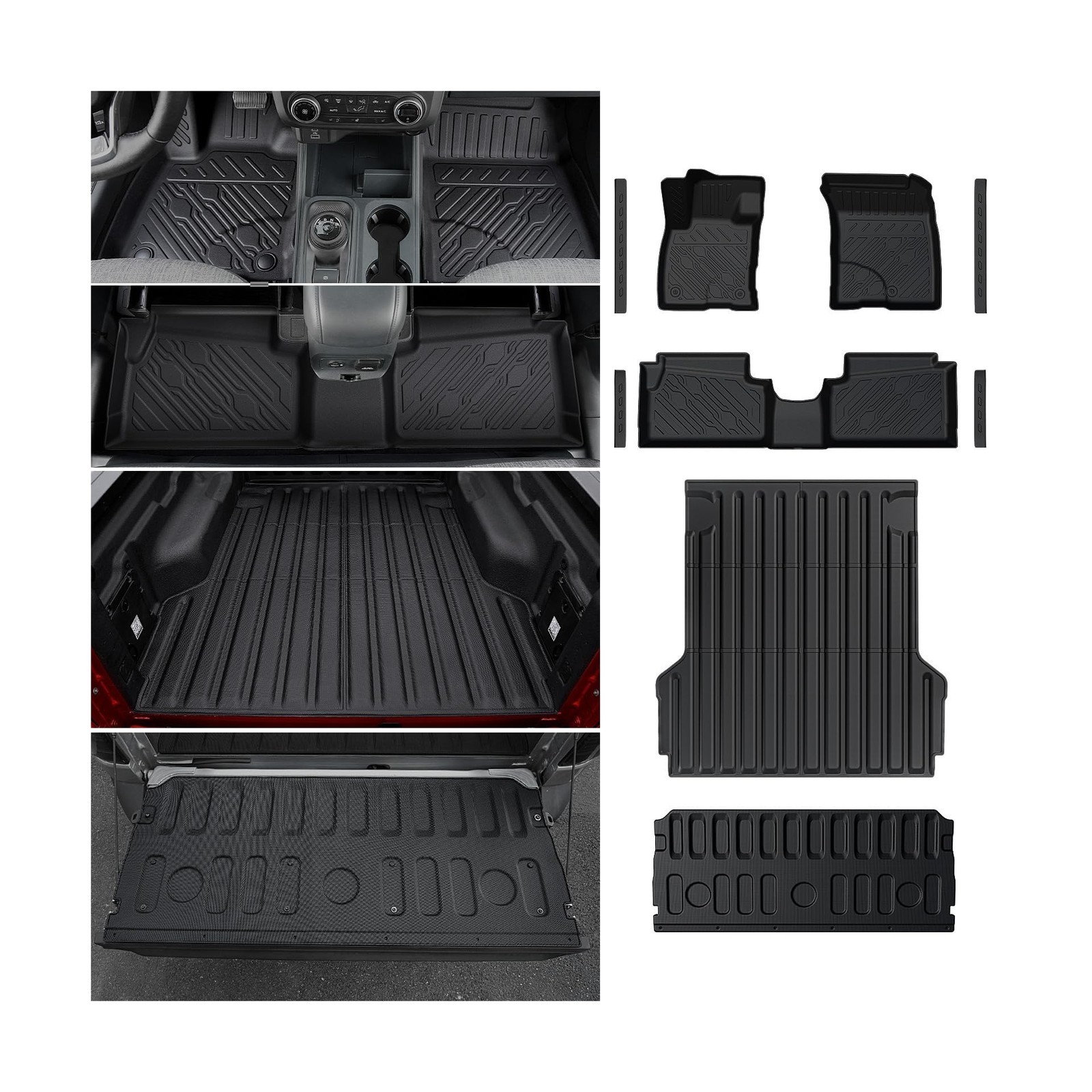 Mabett Truck Bed Mat with Tailgate Mat and Floor Mats with Door Sill Protecto...