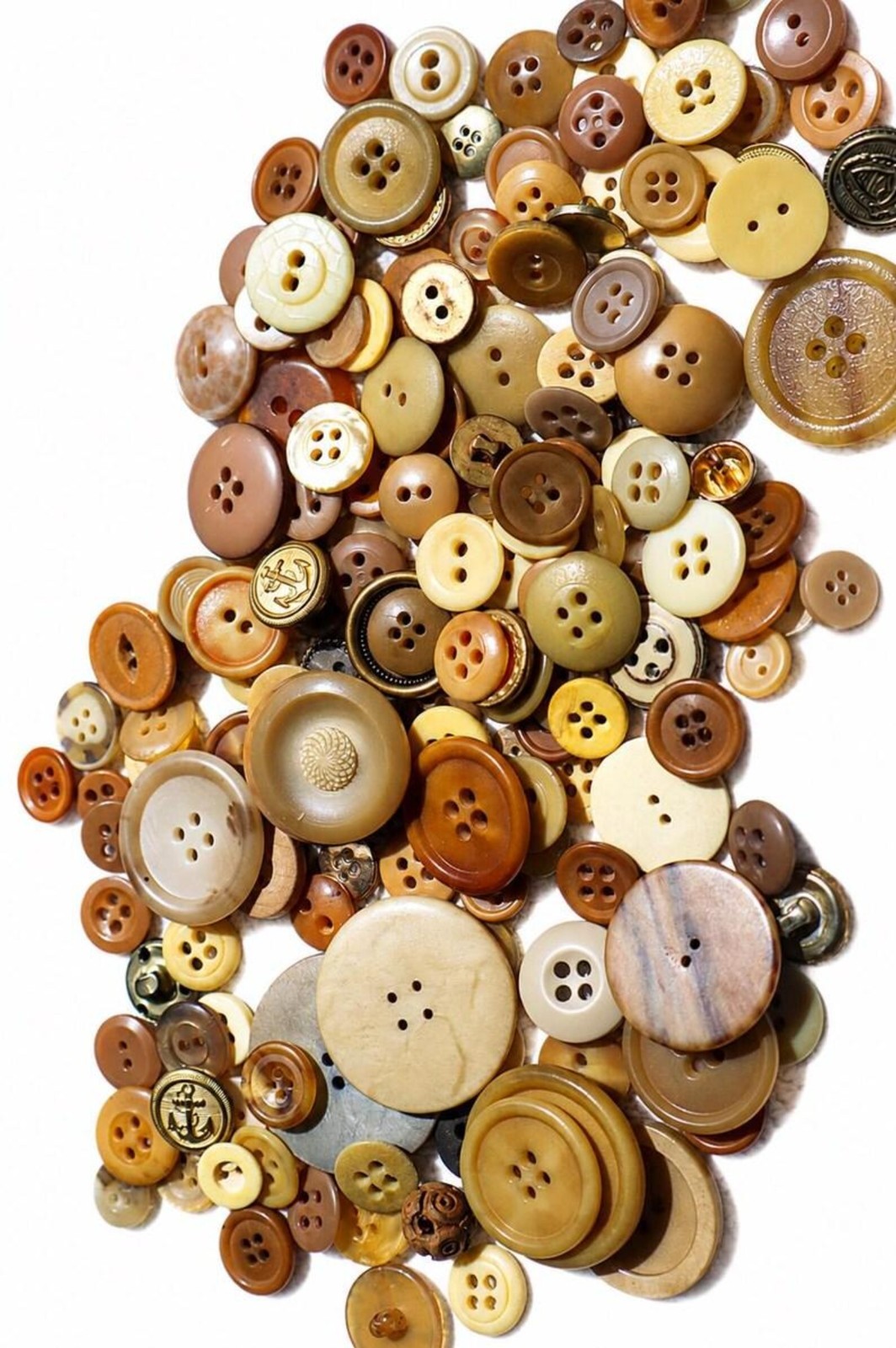 Vintage Neutral Button Lot – Cream Tan Beige Brown – Mixed Sewing & Craft Button