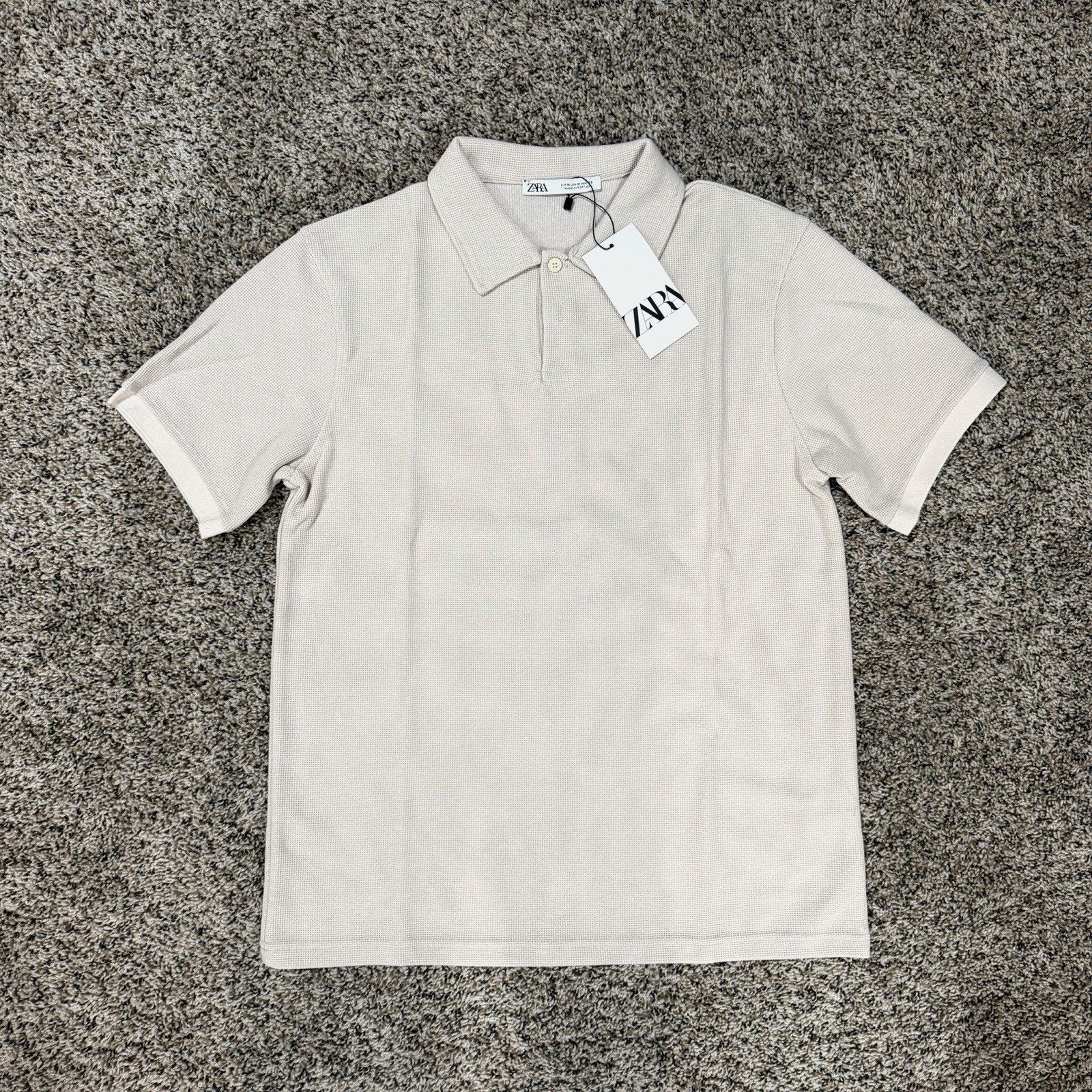 Light Brown Zara Textured Polo T-shirt / Brand New Unworn Men’s Size: Xl Light Brown Zara Textured Polo T-shirt / Brand New Unworn Men’s Size: Xl