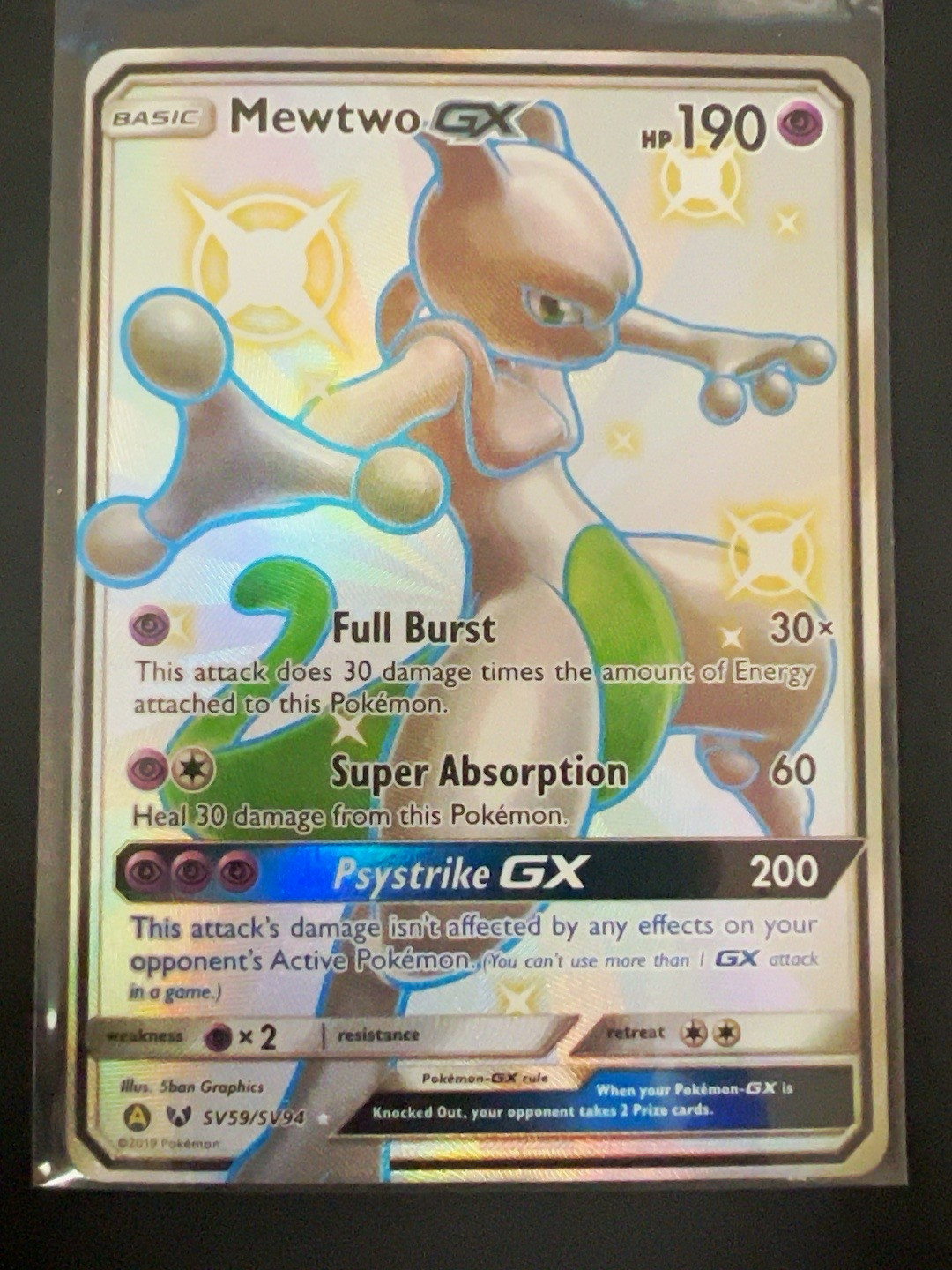 Mewtwo GX SV59/SV94 Hidden Fates Shiny Vault Holo Full Art Ultra Rare Mewtwo GX SV59/SV94 Hidden Fates Shiny Vault Holo Full Art Ultra Rare