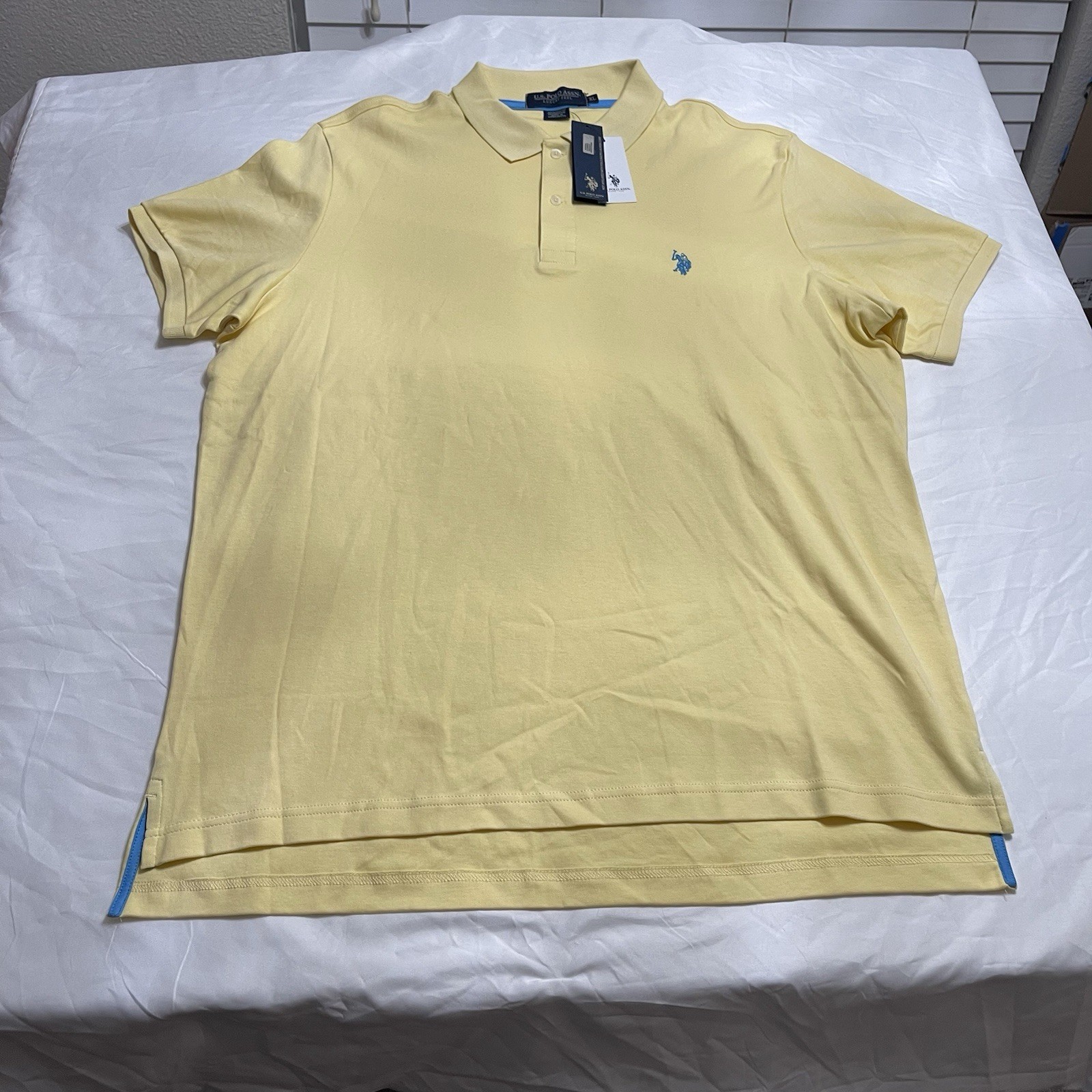 NWT U.S. Polo Assn Luxury Feel Polo Shirt Mens XL Yellow Short Sleeve Cotton