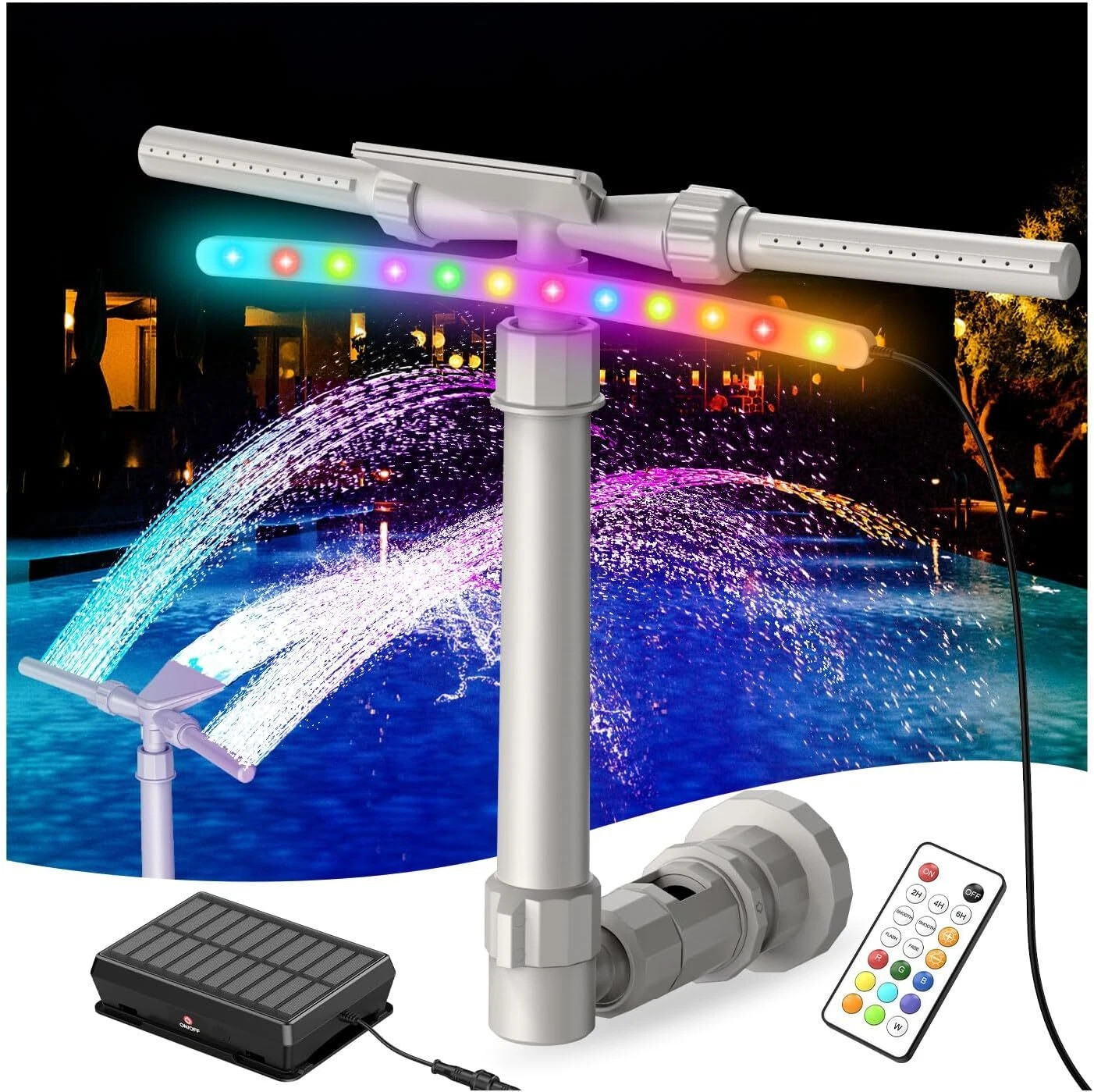 Pool Fountain for Above and In-Ground Pool,360° adjustable Dual Mode Waterfall,k Pool Fountain for Above and In-Ground Pool,360° adjustable Dual Mode Waterfall,k