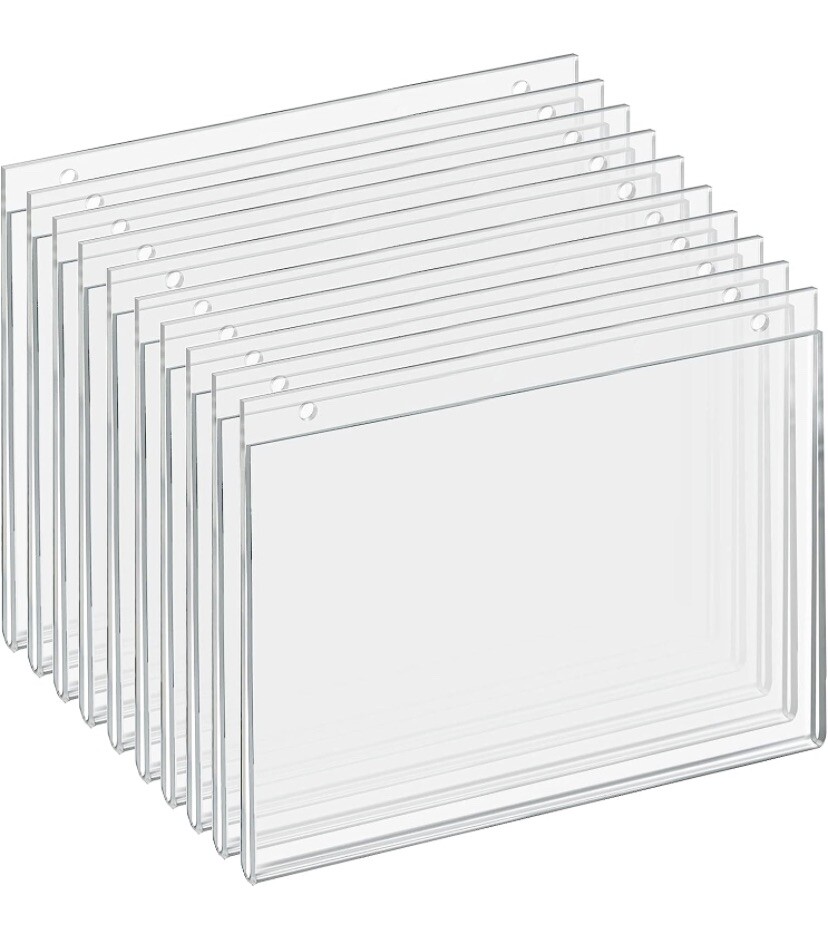 Azar 162715 Acrylic Horizontal Wall Mount Sign Holder, 10 Count, 11 x 8.5in