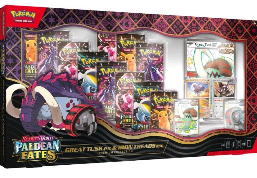 Pokémon TCG Paldean Fates Great Tusk Iron Treads EX Premium Collection fast ship Pokémon TCG Paldean Fates Great Tusk Iron Treads EX Premium Collection fast ship