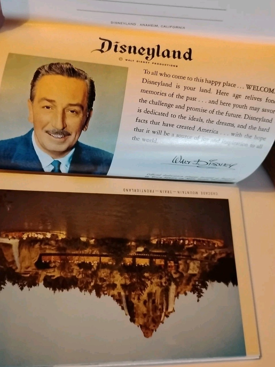 Vtg 50\'s Disneyland 26 Scenes Accordian Fold Postcard Walt Disney Unused GB9