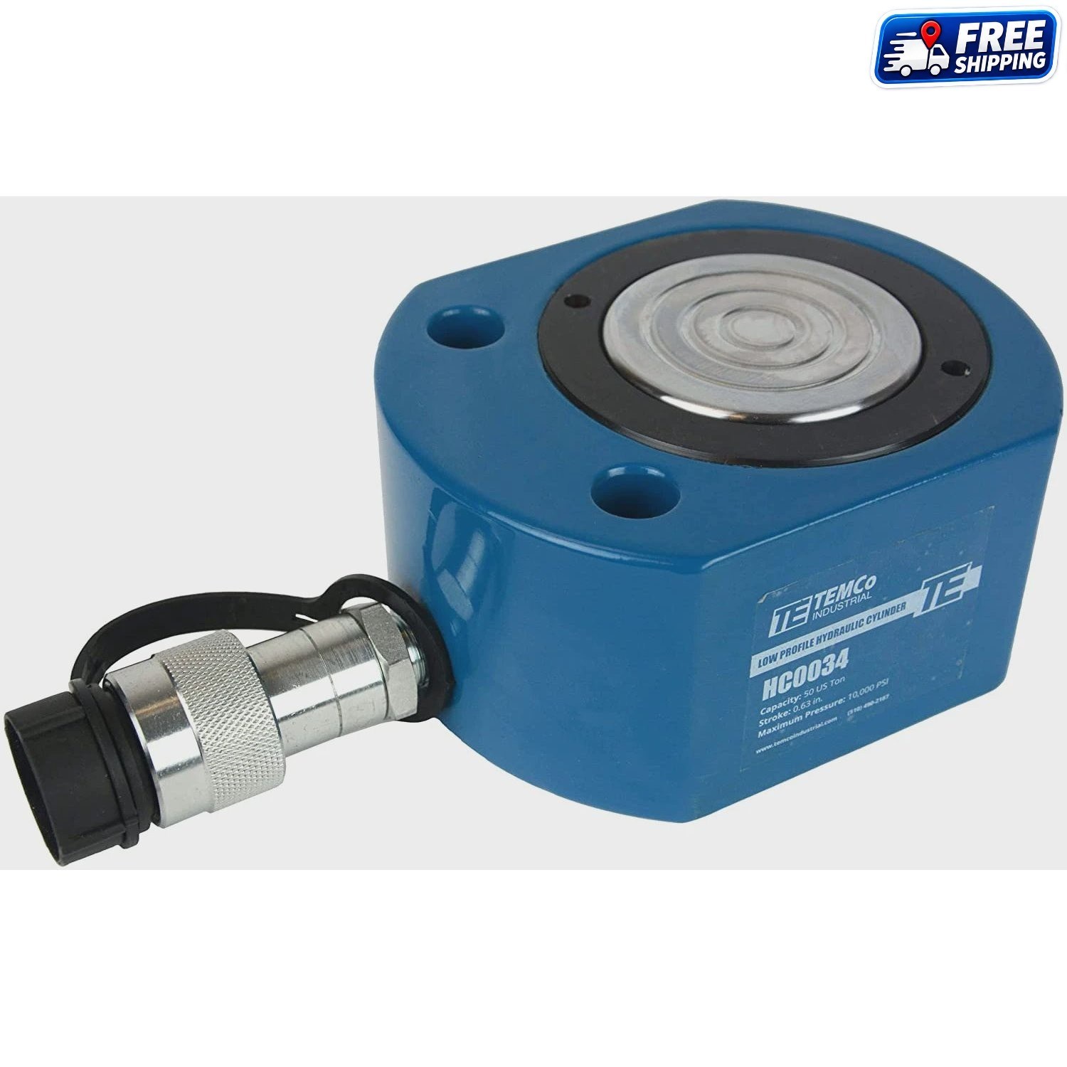 TEMCo HC0034 Low Profile Hydraulic Cylinder Puck 50 Ton 0.63