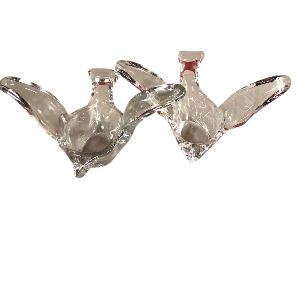 Vintage Princess House Crystal Dove Candy Dish Figurine Lot of 2
