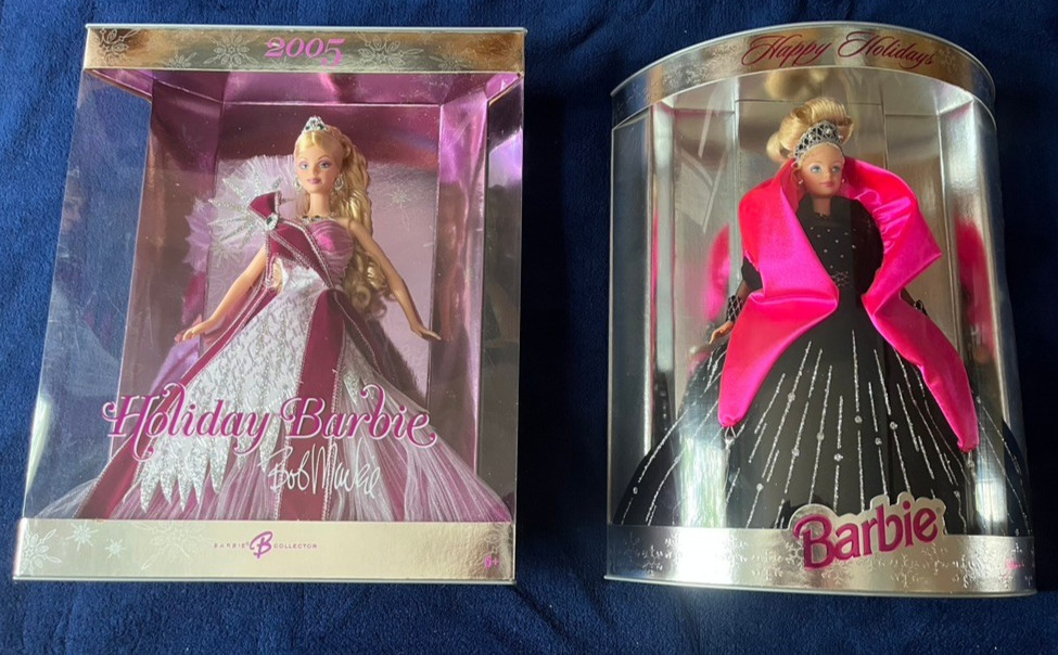Two Barbie\'s - Holiday Barbie 2005 & Happy Holiday 1998 - New in unopened Box