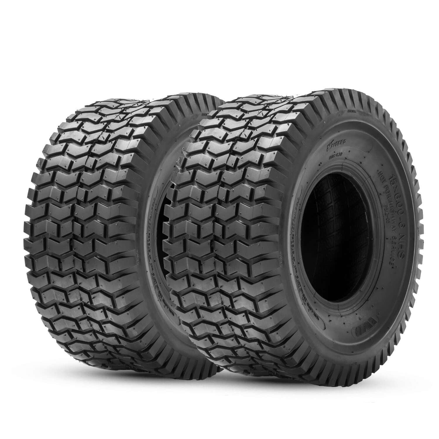 Set 2 15x6.00-6 Lawn Mower Tires 4PR 15x6x6 Turf Saver Lawn Garden Tractor Tyres