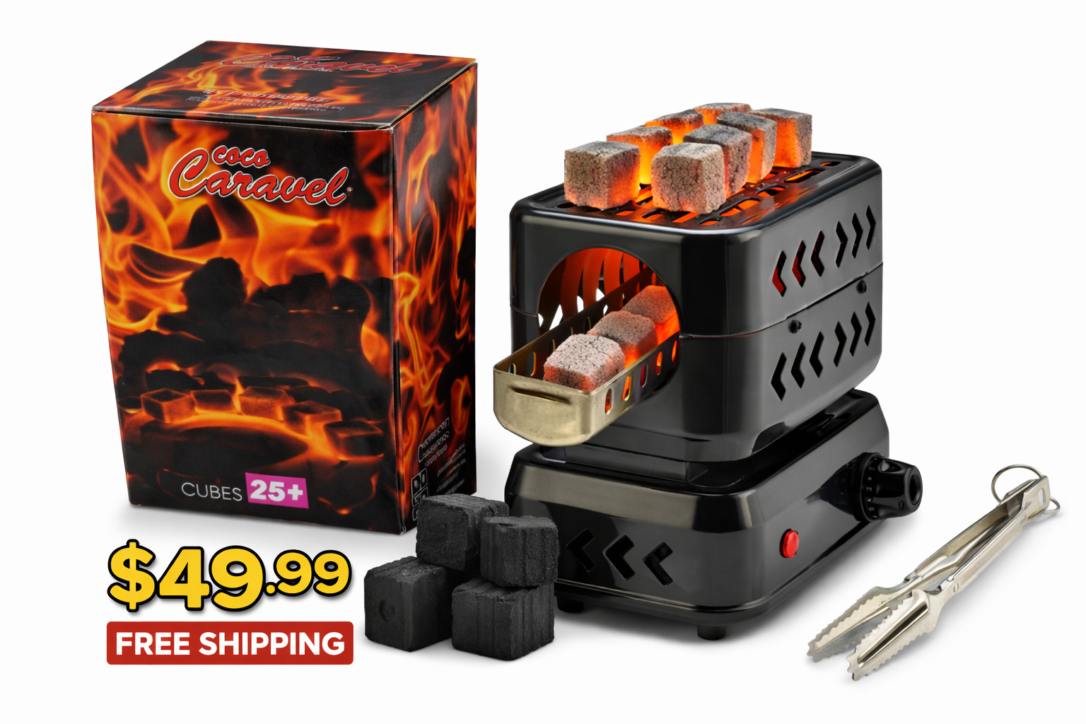 Electric Hookah Shisha Coal Heater Charcoal Burner +Tongs + Charcoal Cubes 1kg