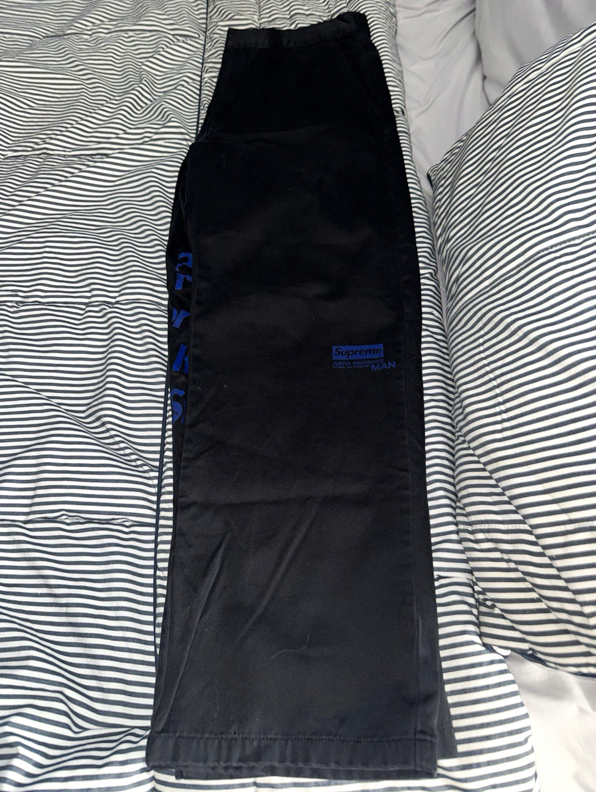 Supreme x Junya Watanabe CDG MAN Black Cotton Canvas Graphic Print Pants 30