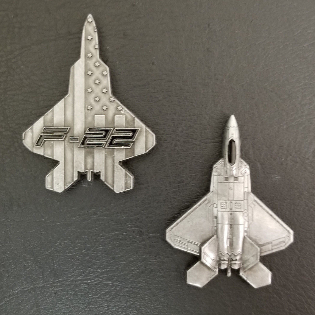 F-22 Raptor Military Aircraft Shaped Challenge Coin F-22 Raptor Military Aircraft Shaped Challenge Coin