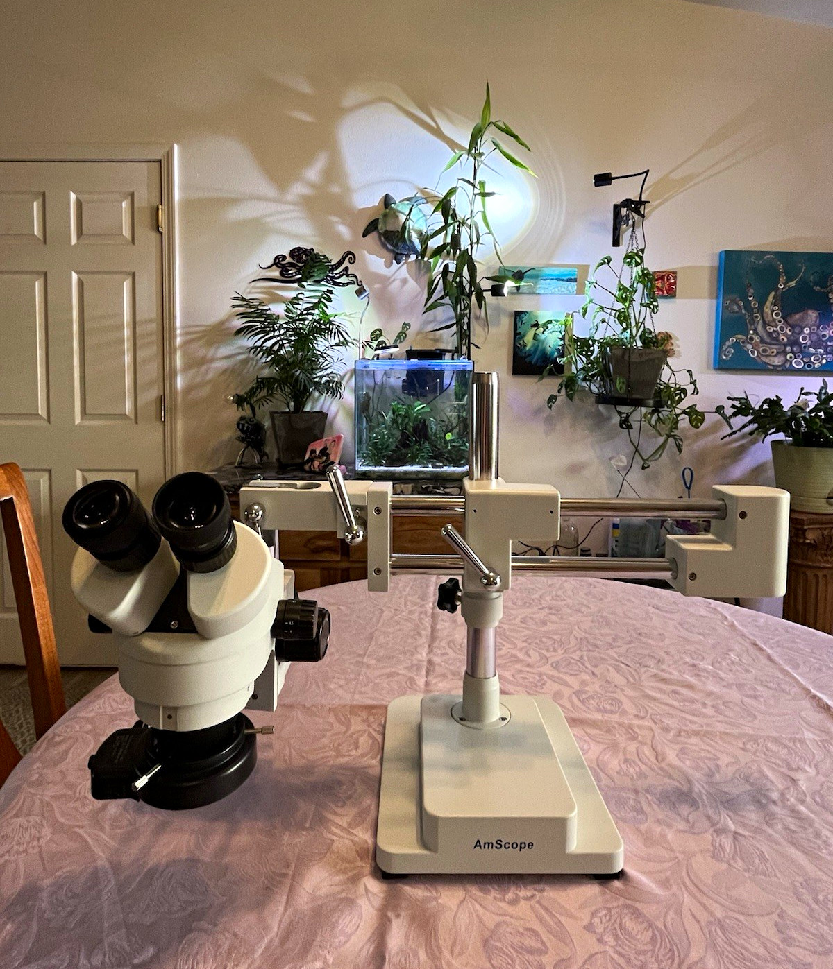 AmScope SM745 Trinocular Stereo Zoom Microscope – SZSTL2 + SZMA1 Boom Stand