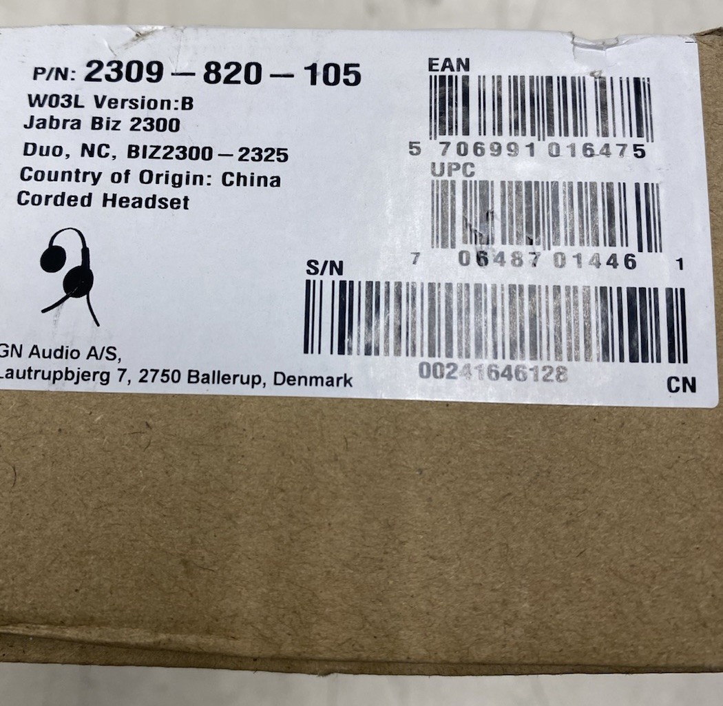 NEW OPEN BOX Jabra Biz 2300 2309-820-105 Duo Noise Canceling Mic Headeset USB 