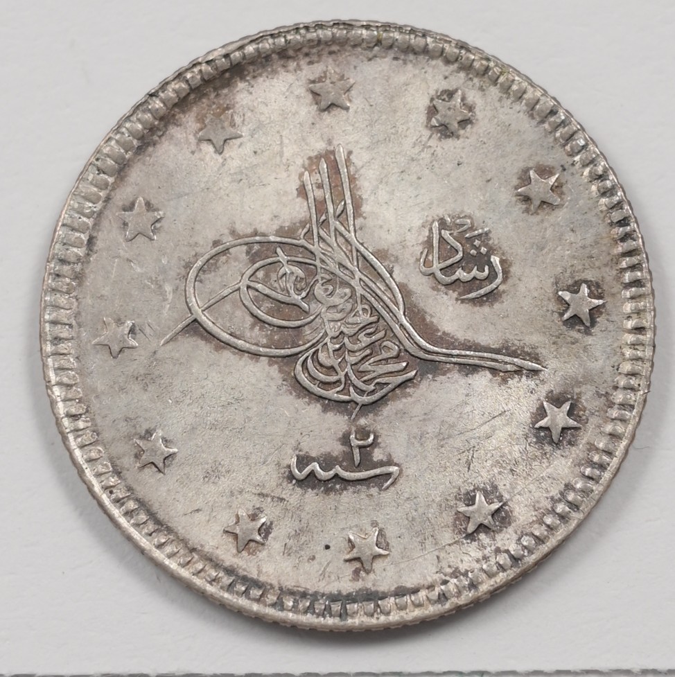 Ottoman Empire 1327 Mehmed V 2 Kurush Silver P191499