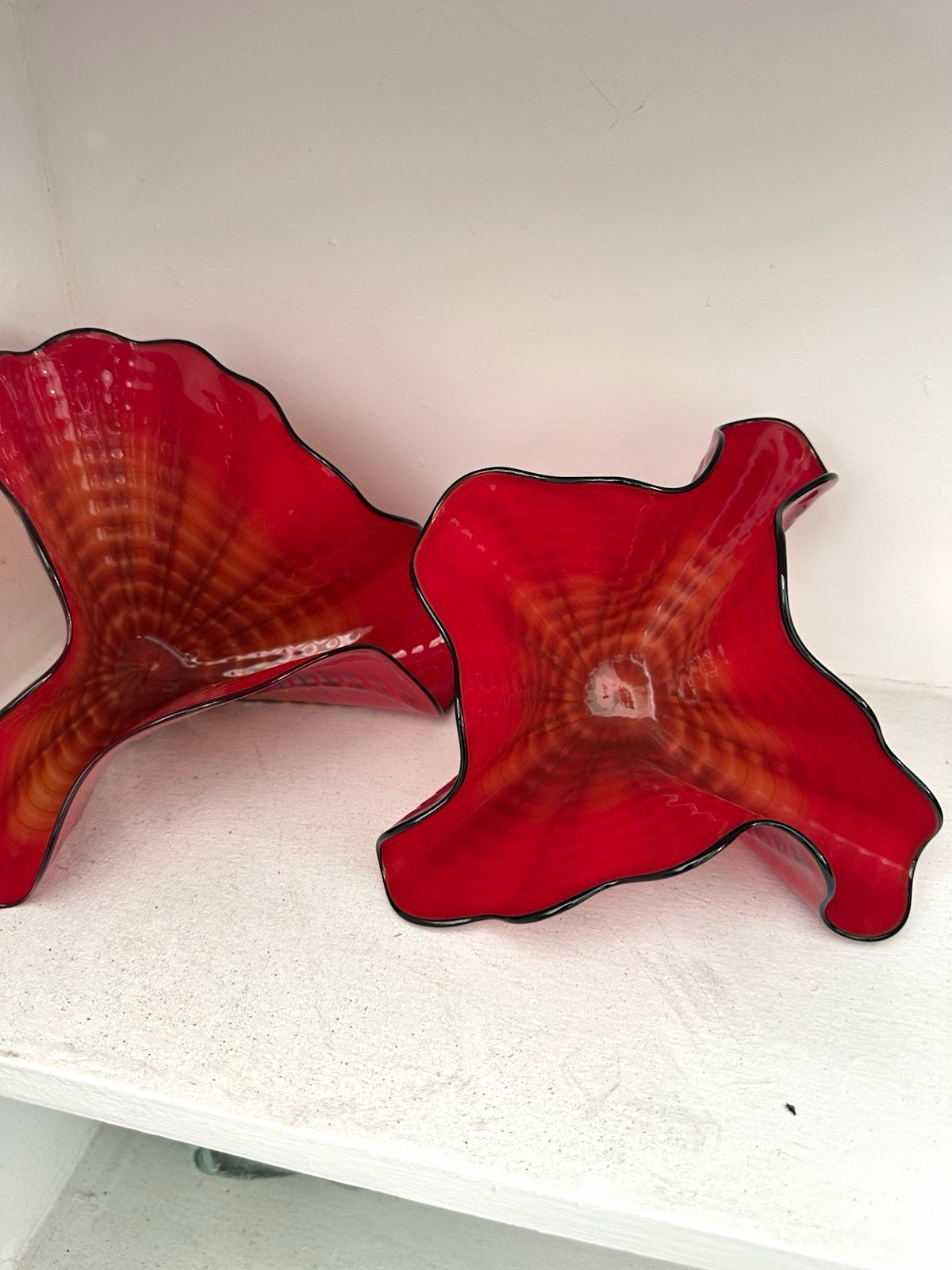Dale Chihuly Red Amber Persian Pair Original Contemporary Handblown Art Glass Dale Chihuly Red Amber Persian Pair Original Contemporary Handblown Art Glass