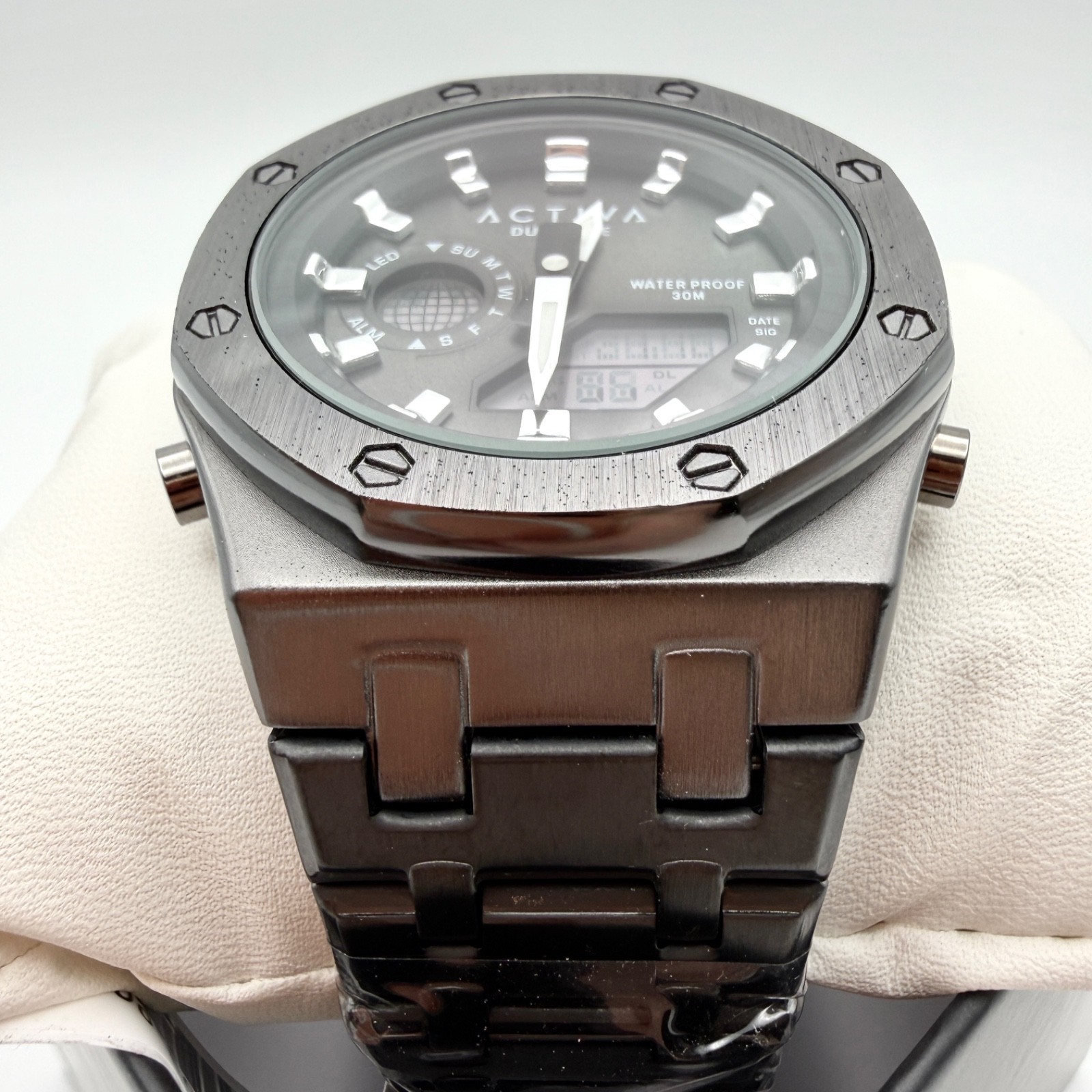 NEW Men's ACTIVA x INVICTA Gunmetal Black Octargonal Stainless Steel Watch