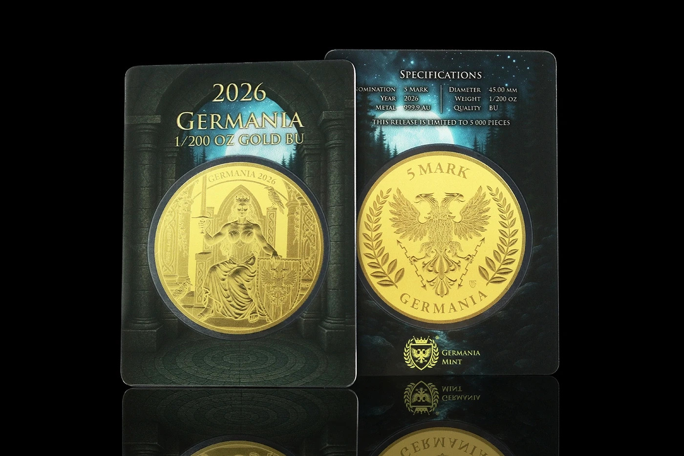 2026 Germania 1/200 oz Gold BU 45 MM Carded Gold 2026 Germania 1/200 oz Gold BU 45 MM Carded Gold