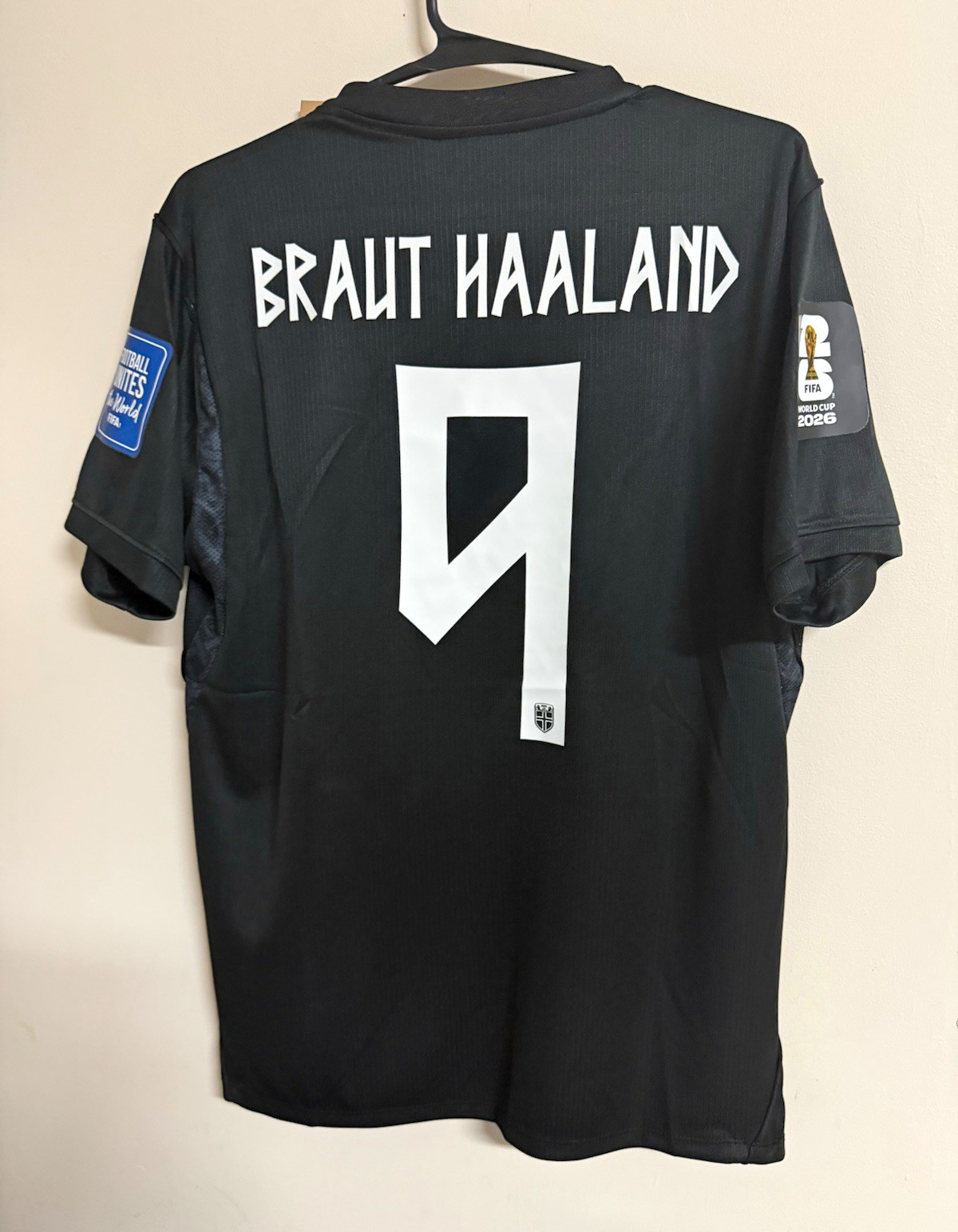 Norway National Team Braut Haaland #9 Men\'s Soccer Jersey Black Size S
