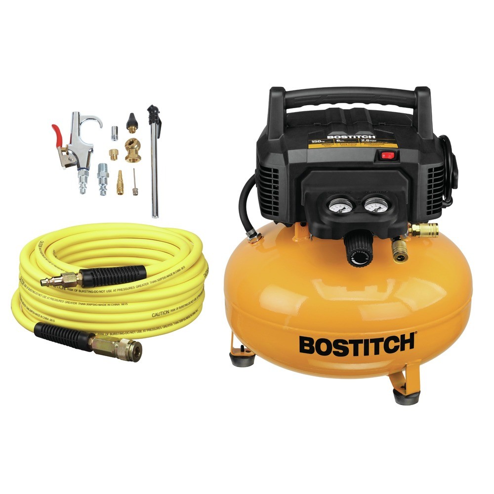 Bostitch BXCM02012-WPK 6 gal 150 PSI Air Compressor w/ 13-PC Accessory Kit New Bostitch BXCM02012-WPK 6 gal 150 PSI Air Compressor w/ 13-PC Accessory Kit New