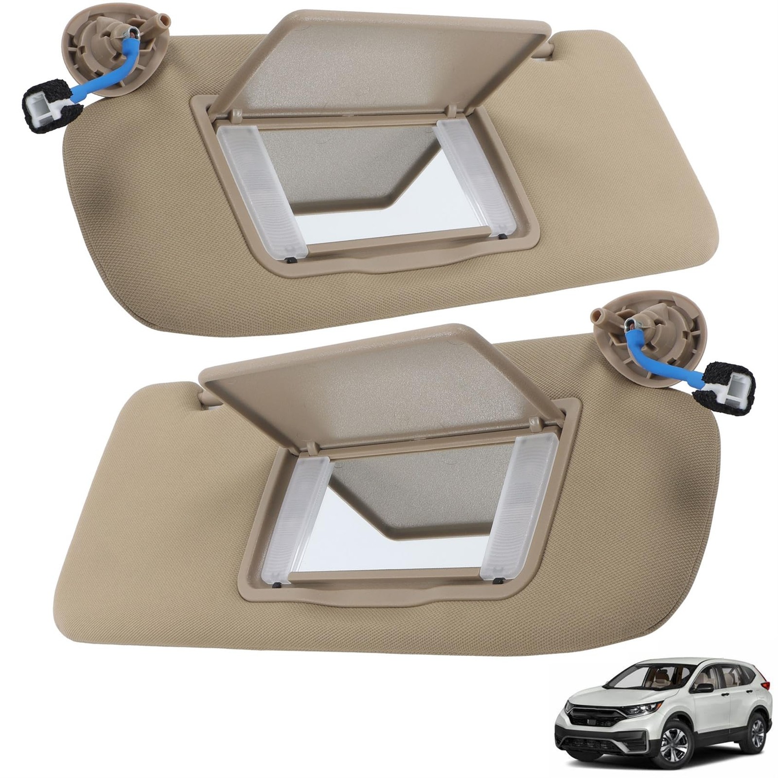 2PCS Beige Sun Visor with Lamp and Mirror for CRV 2017-2022 LH RH