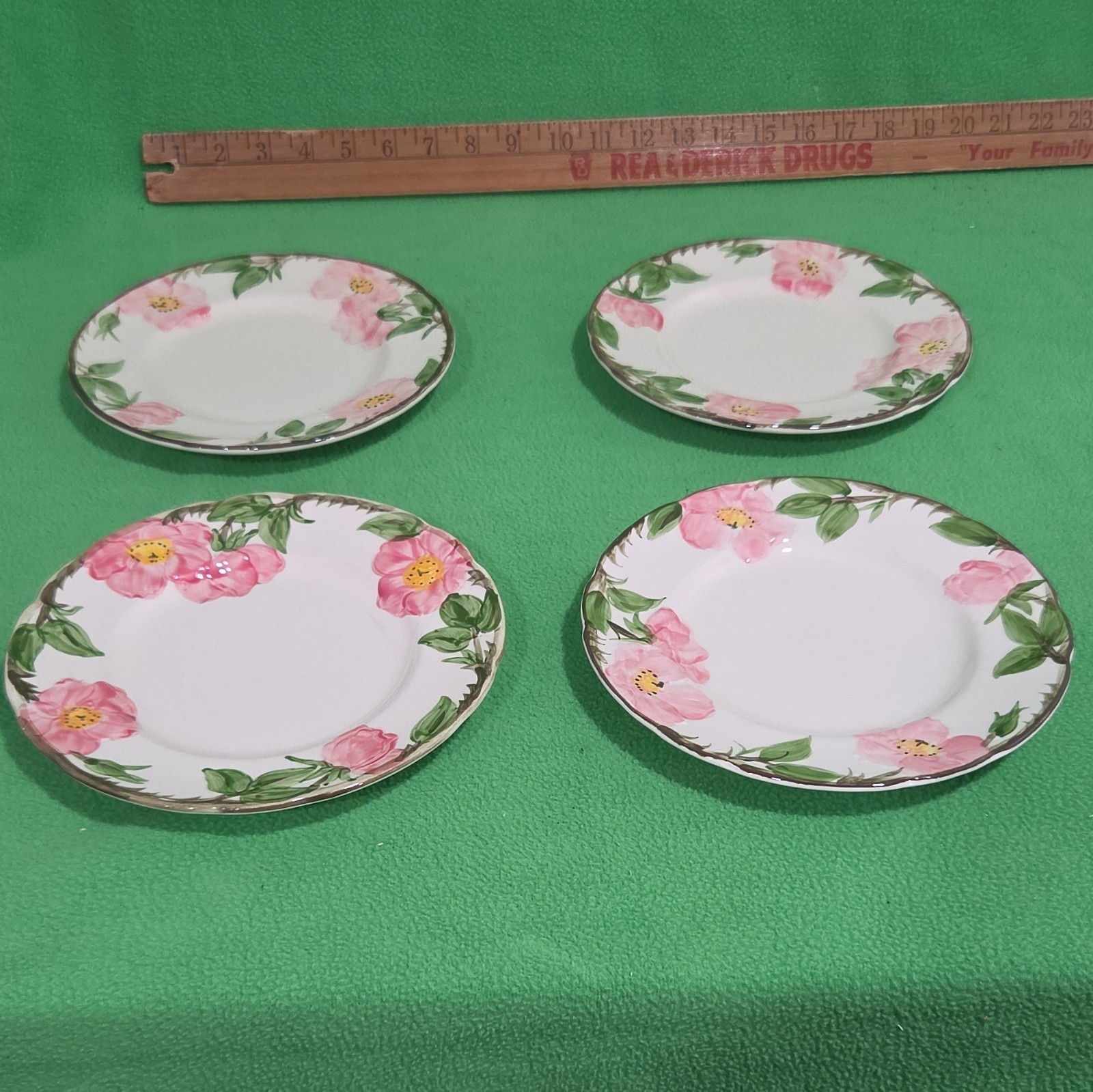 Franciscan Earthenware 4pc Pink Floral Plates 7\ Franciscan Earthenware 4pc Pink Floral Plates 7\