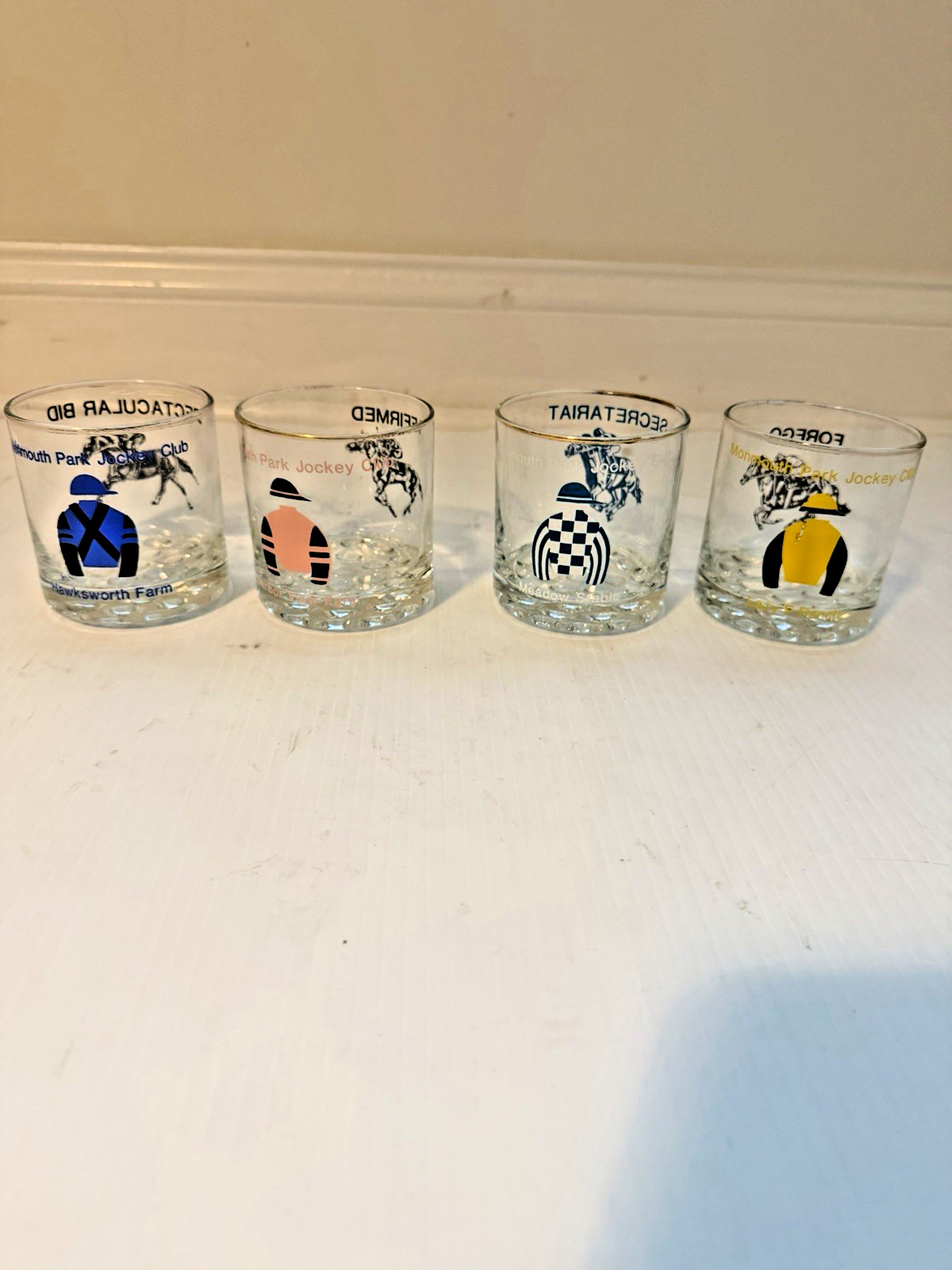 🐎 MONMOUTH PARK JOCKEY CLUB TUMBLERS SET OF 4