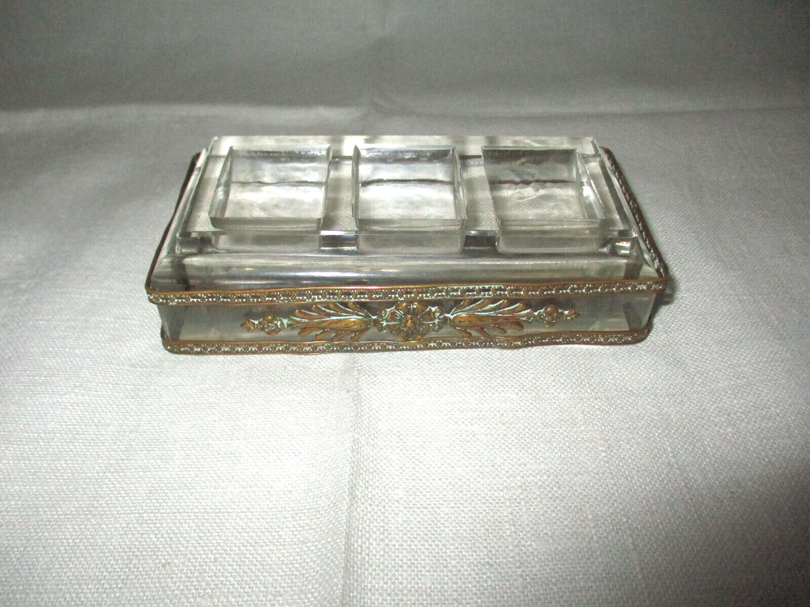 RARE J. P. Legastelois Antique French Bronze & Glass Stamp Holder RARE J. P. Legastelois Antique French Bronze & Glass Stamp Holder