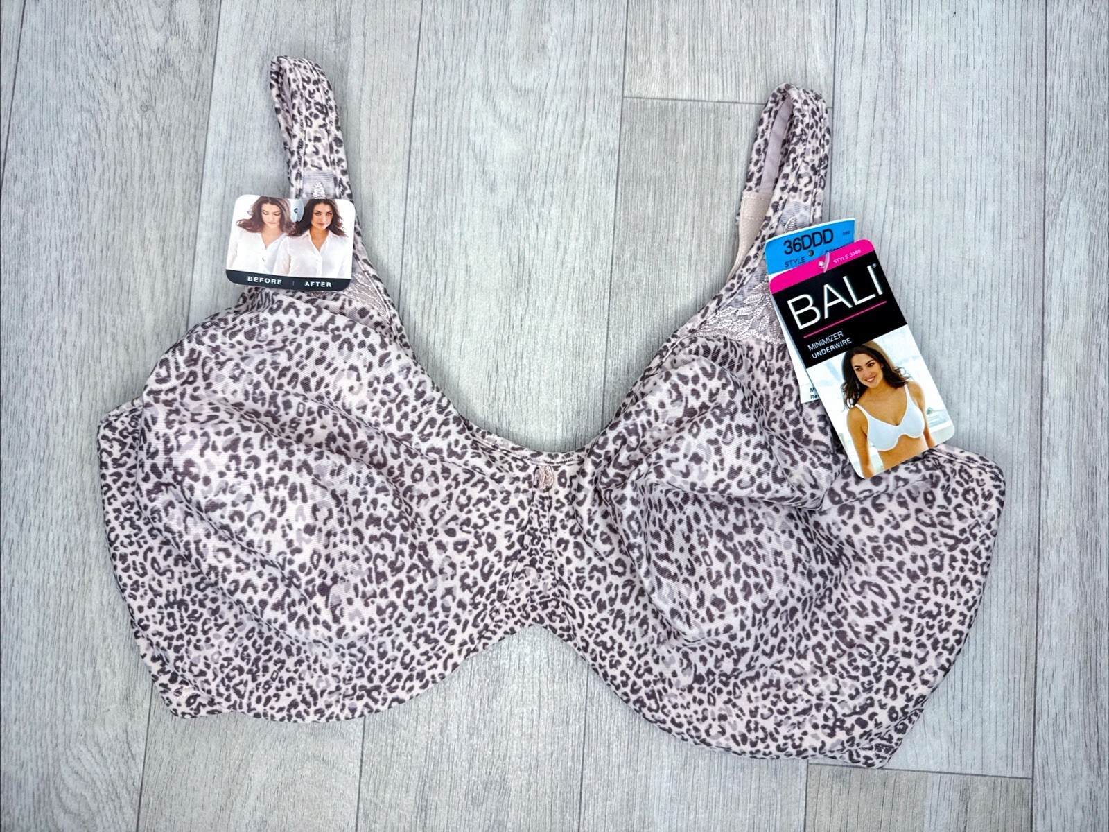 NWT Womens Black Bali Minimizer Breathable Back Unlined Underwire Bra Size 36DDD
