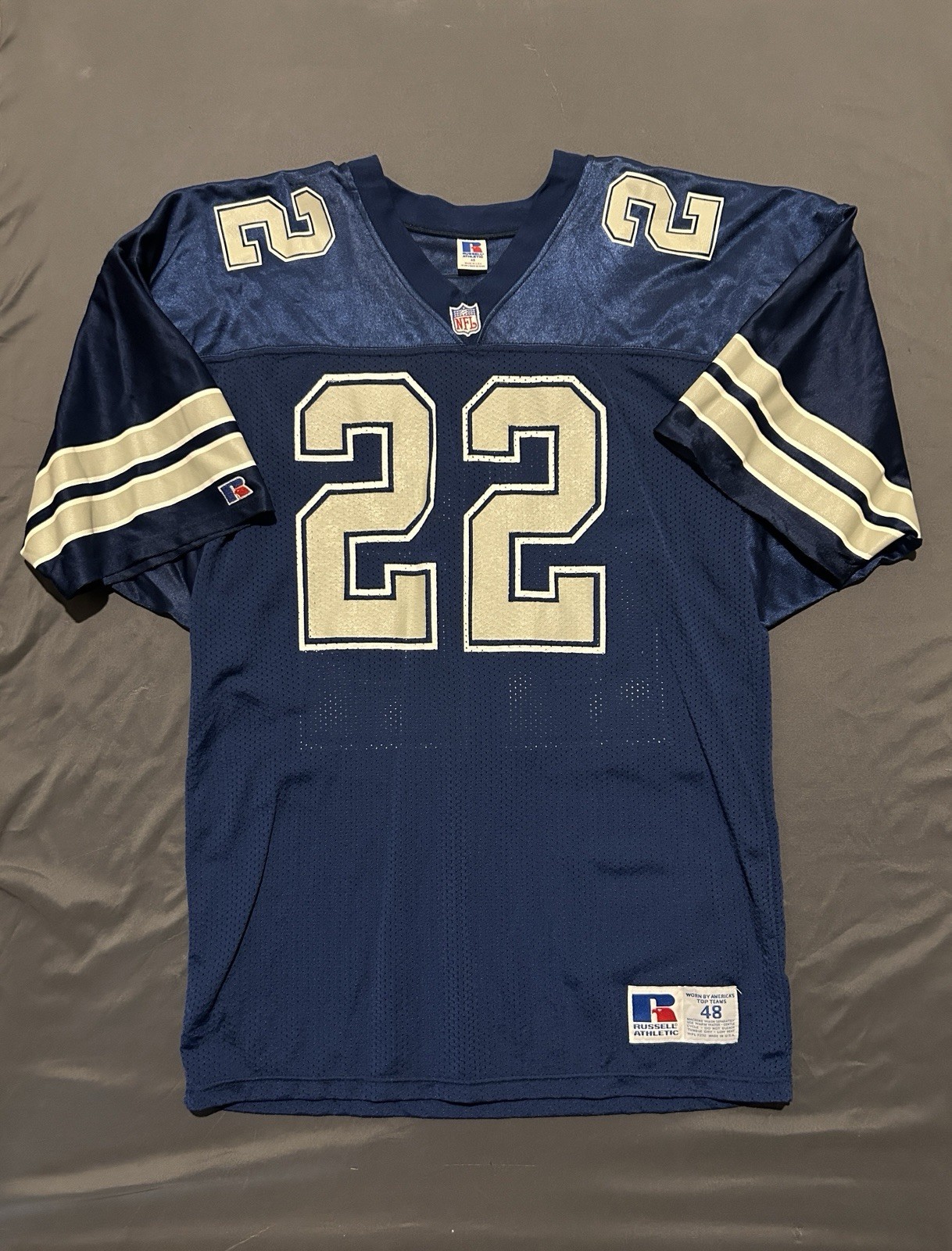 Vintage Dallas Cowboys Jersey Mens 48 XL Blue NFL Emmitt Smith Russell Athletic