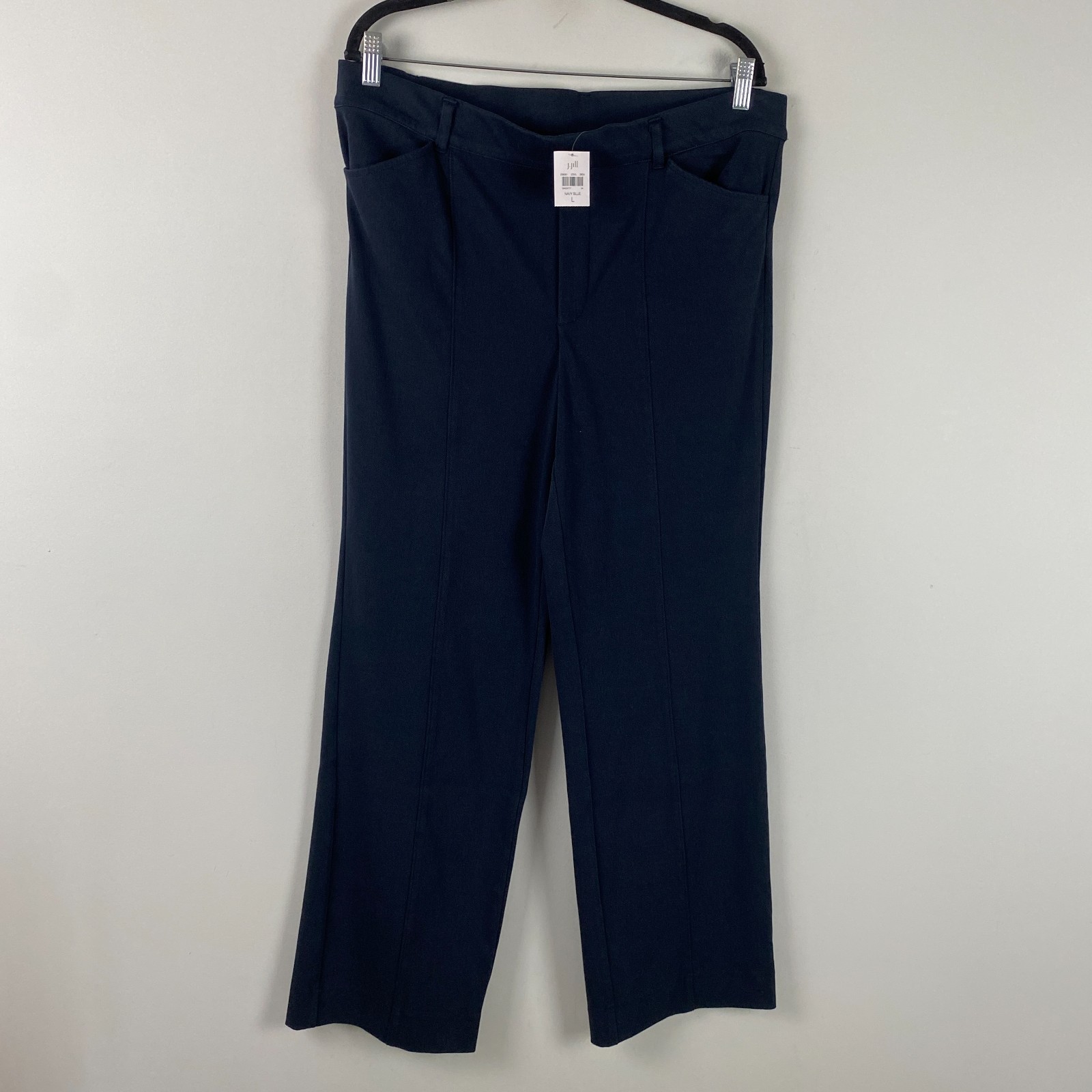 J Jill Wearever Collection Knit Wide Leg Jeans Size Large Navy Blue Pull On