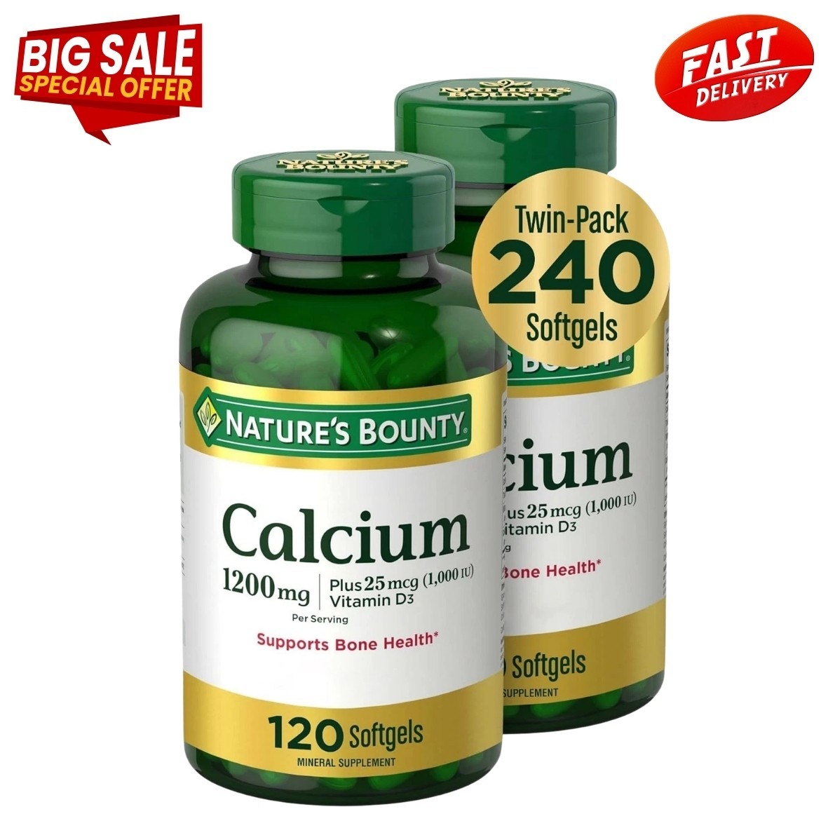 Nature'S Bounty Calcium 1200 Mg with Vitamin D3 - Bone Health Softgels, Calcium Nature'S Bounty Calcium 1200 Mg with Vitamin D3 - Bone Health Softgels, Calcium
