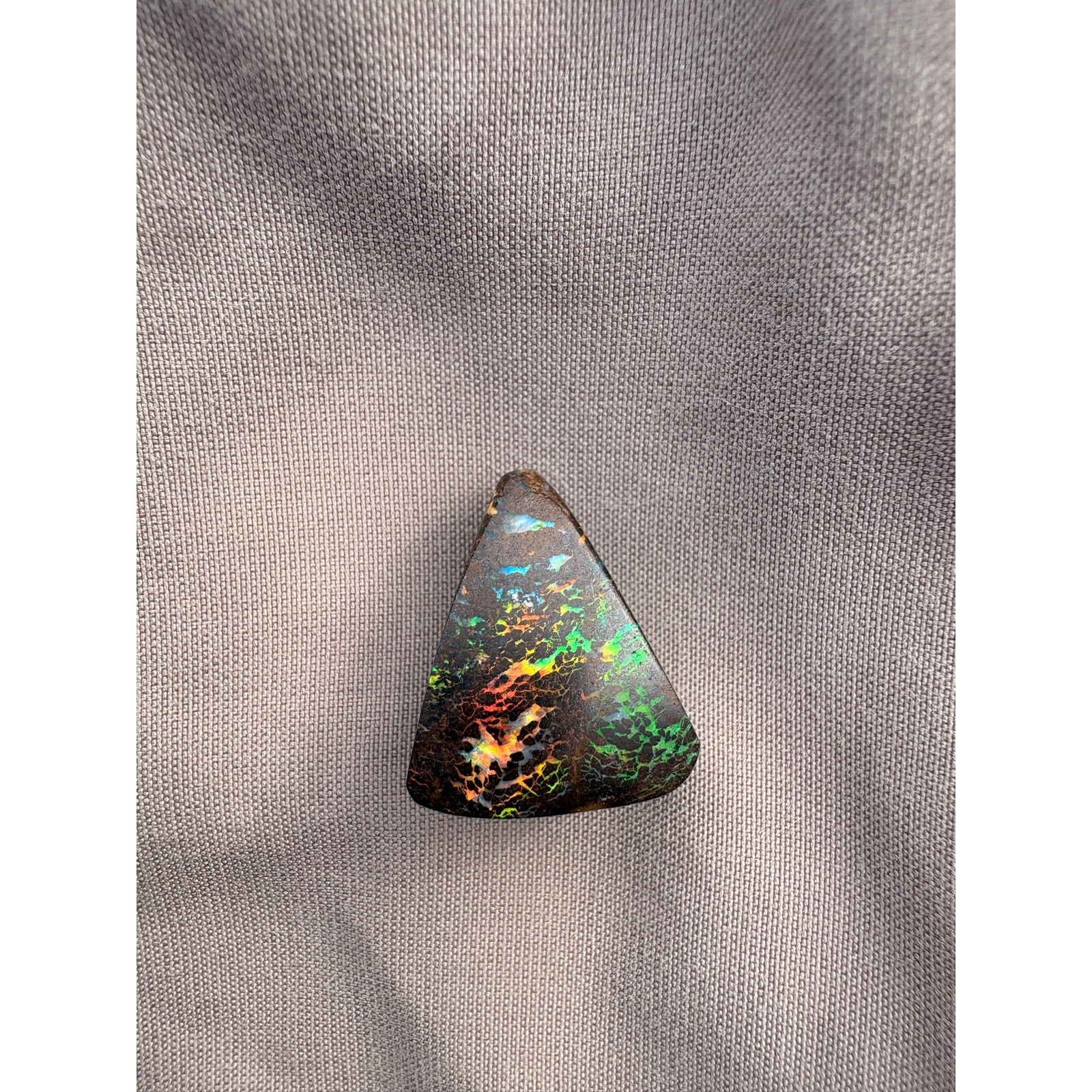 Natural Australian Boulder Opal Pendant Cabochon 5-6g Drilled Green Red Fire