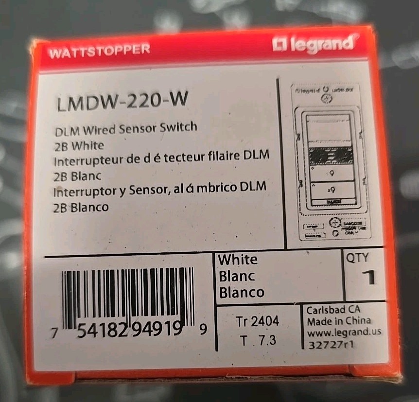 WATTSTOPPER LMDW-220-W DLM MOTION SWITCH 2B WHITE New WATTSTOPPER LMDW-220-W DLM MOTION SWITCH 2B WHITE New