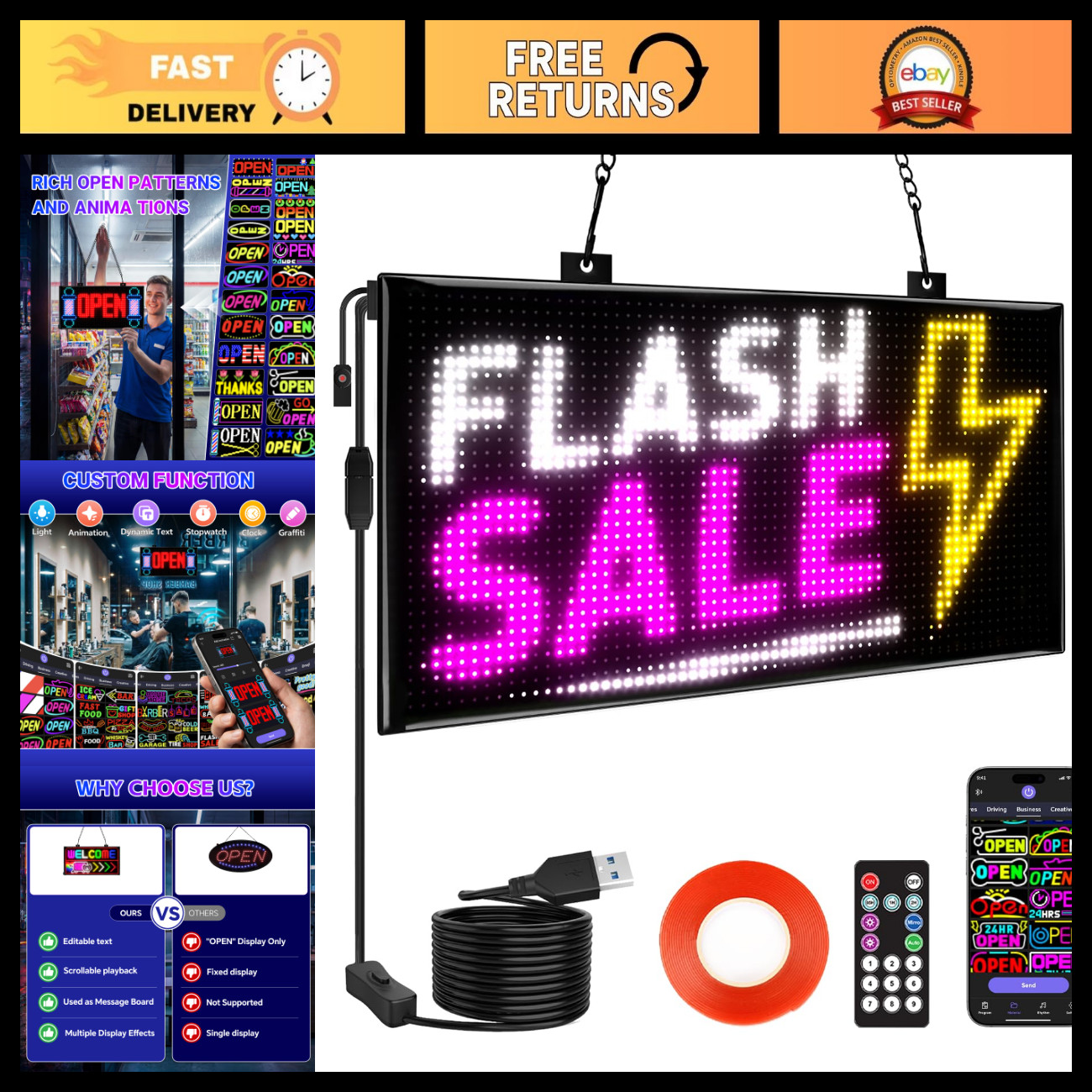Colorful Dual Row Programmable LED Sign 13\