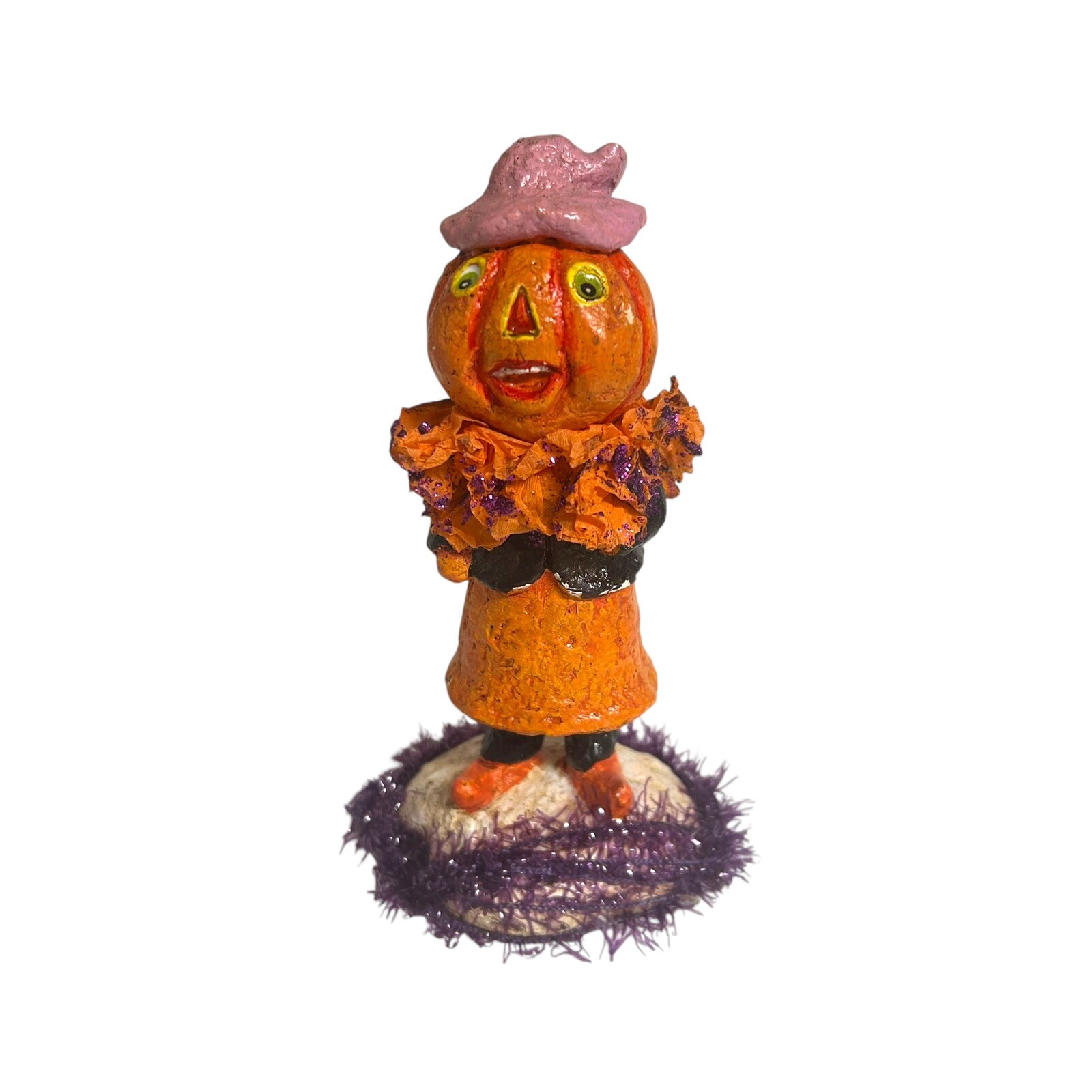 Bethany Lowe for RAZ Halloween Paper Mache Pumpkin Head Man Primitive FLAWED