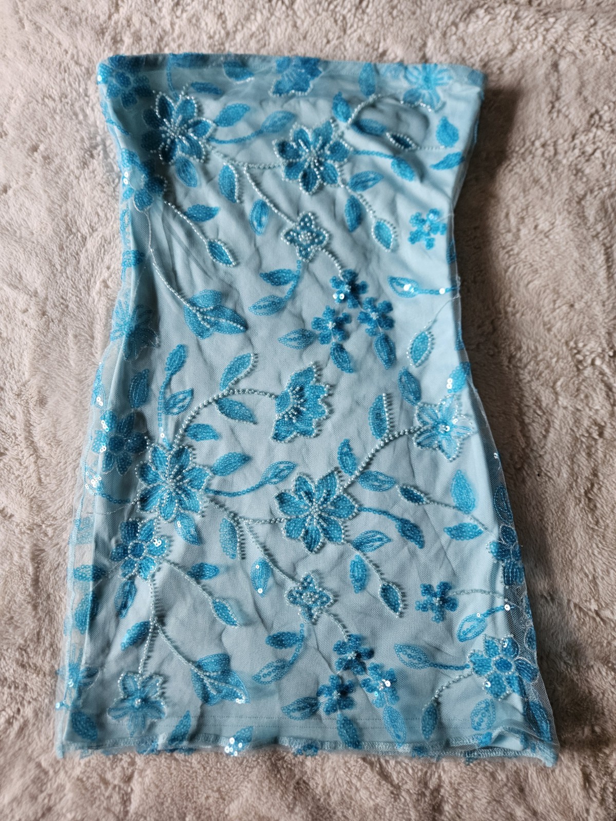 Peppermayo Women\'s Moorey Blue Floral Beaded Mini Dress Size 2