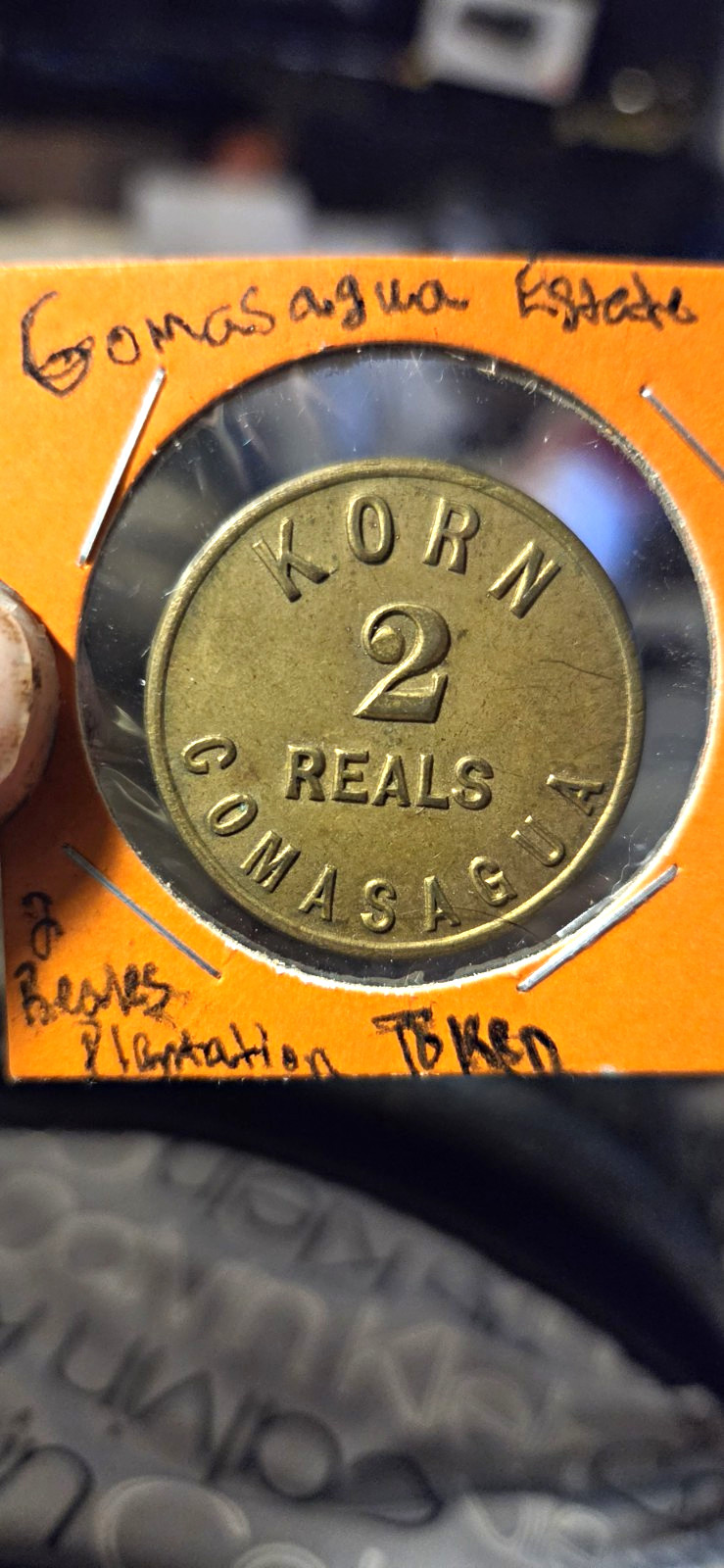 KORN Comasagua 2 Reals (2 Reales) Brass-Colored Trade Token / Extremely Fine