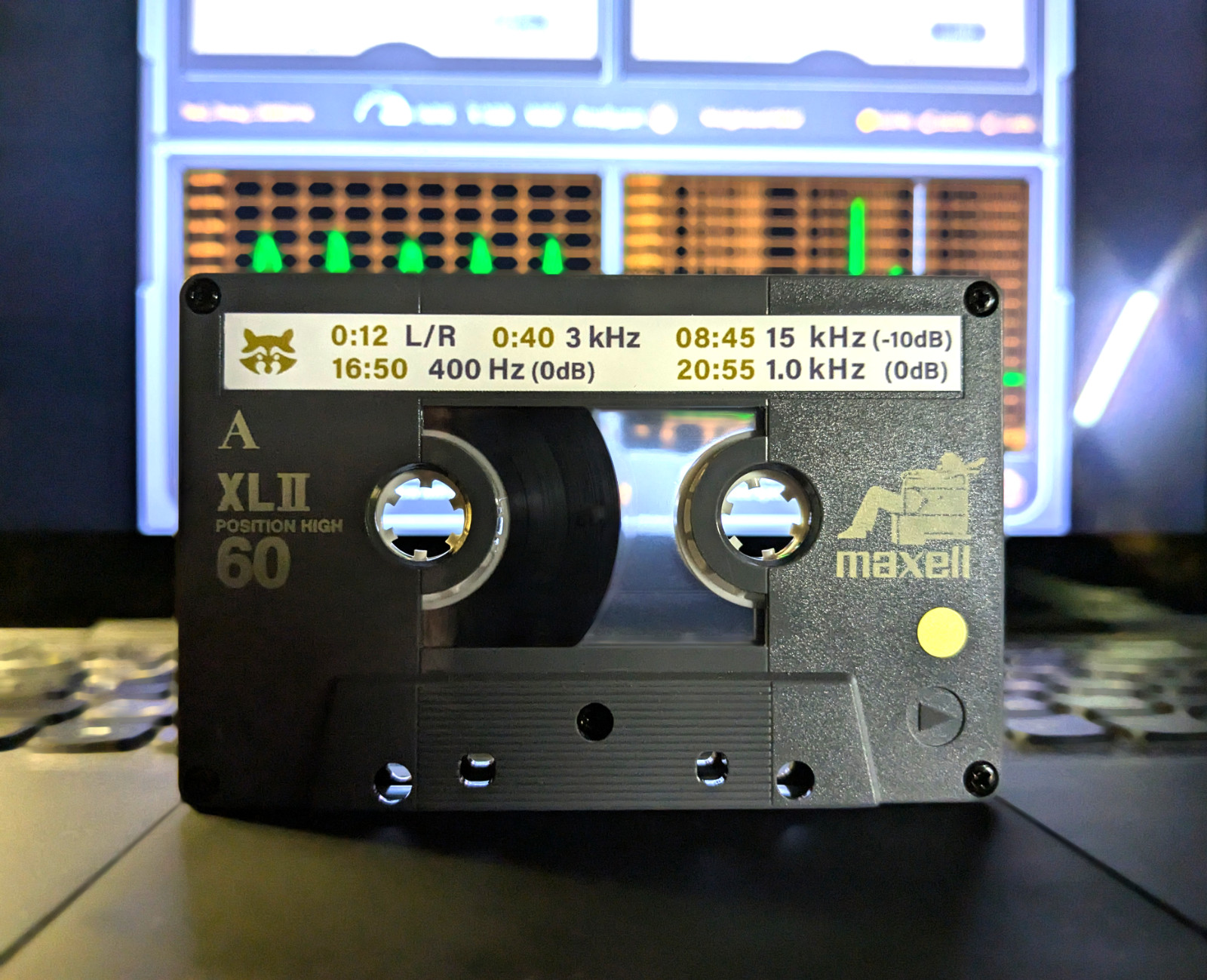 5-in-1 Maxell XLII Test/Calibration TypeII cassette tape:L/R+3kHz+15kHz+400Hz+1k