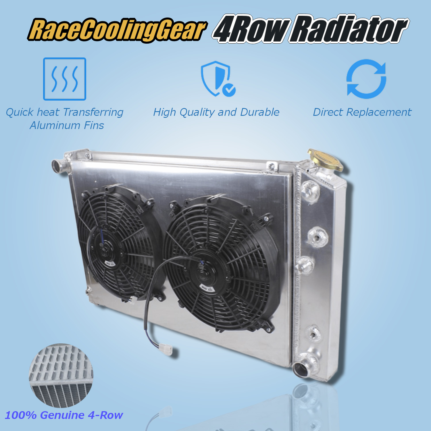 4Row High Performance Radiator Shroud Fan Kit For Chevy Camaro 1970–1981