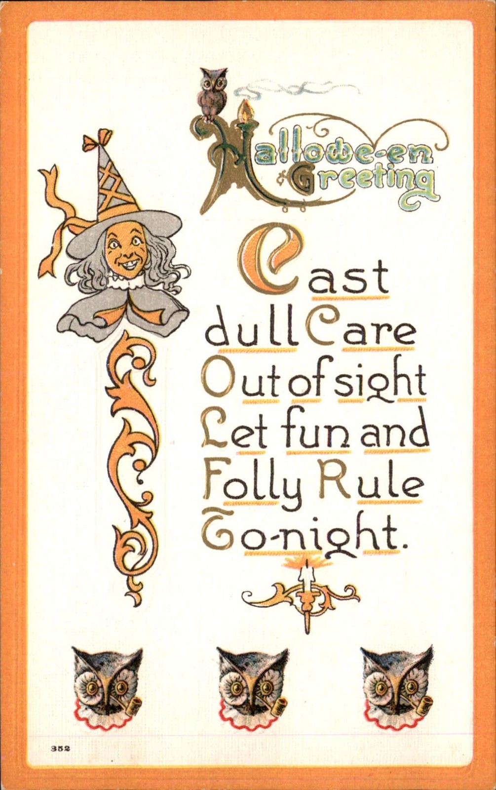 Halloween Greeting Card Illustrated J.B. & Co. 352 c1910s Vintage Postcard bhn Halloween Greeting Card Illustrated J.B. & Co. 352 c1910s Vintage Postcard bhn