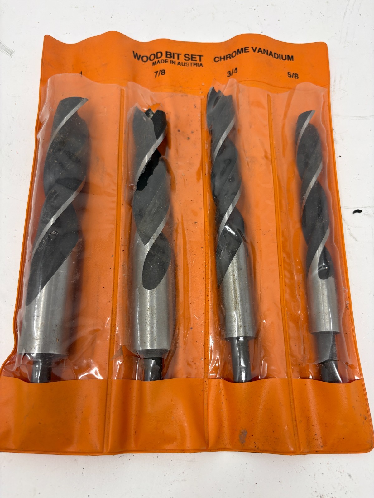 Vintage 4 Piece Wood Boring Drill Bit Set Chrome Vanadium Austria 5/8 3/4 7/8 1\