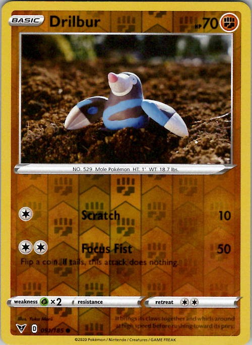 Drilbur Reverse Holo Common SWSH04: Vivid Voltage 091/185 NM Drilbur Reverse Holo Common SWSH04: Vivid Voltage 091/185 NM