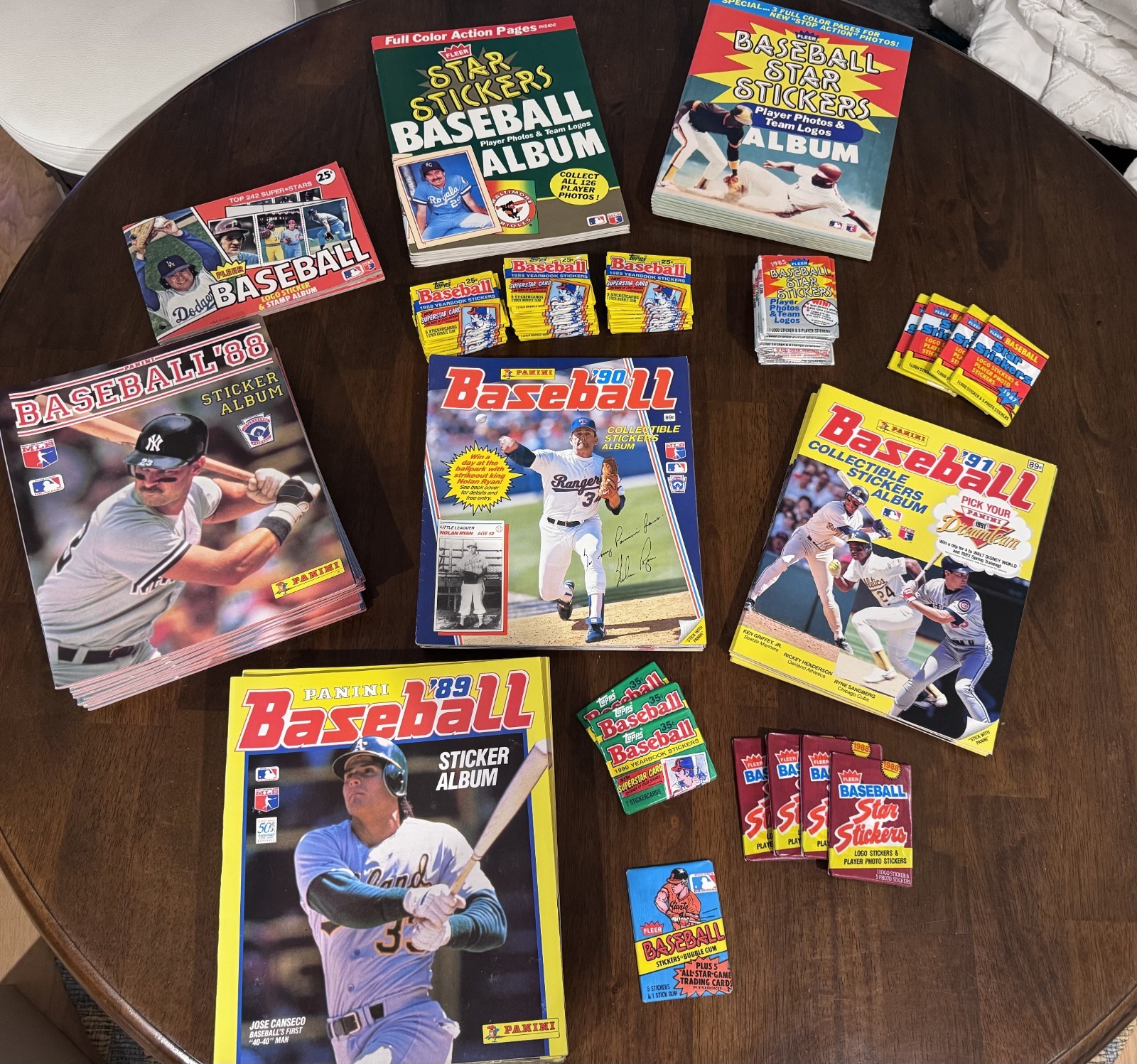 Vintage Baseball Sticker 1981-91 Lot 57 Albums + 57 Sealed Packs Bo Ryan Griffey