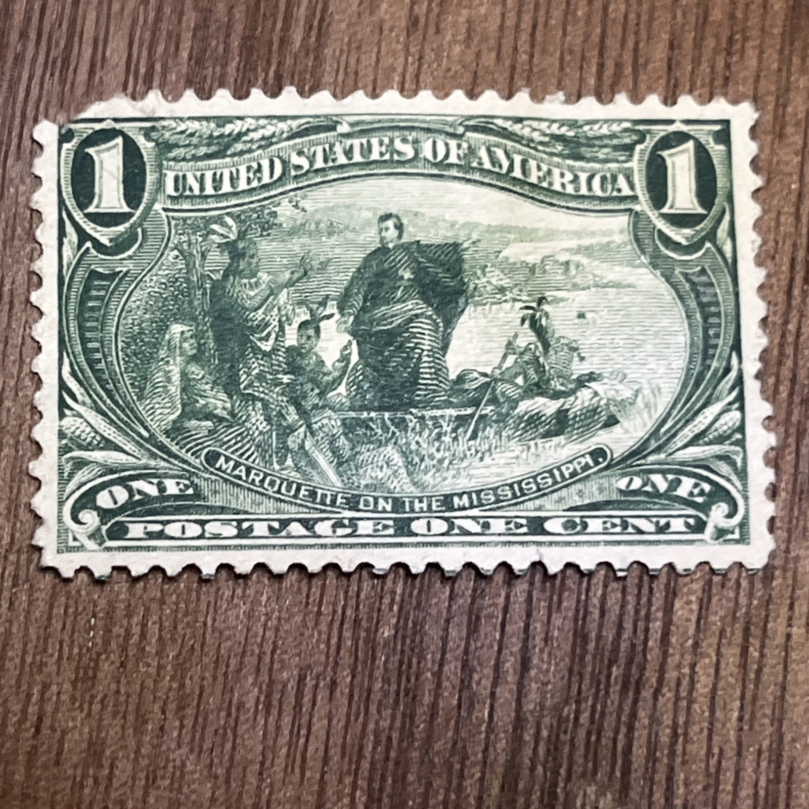 US Scott #285 Marquette On The Mississippi 1 Cent Single Mint Stamp Flaws