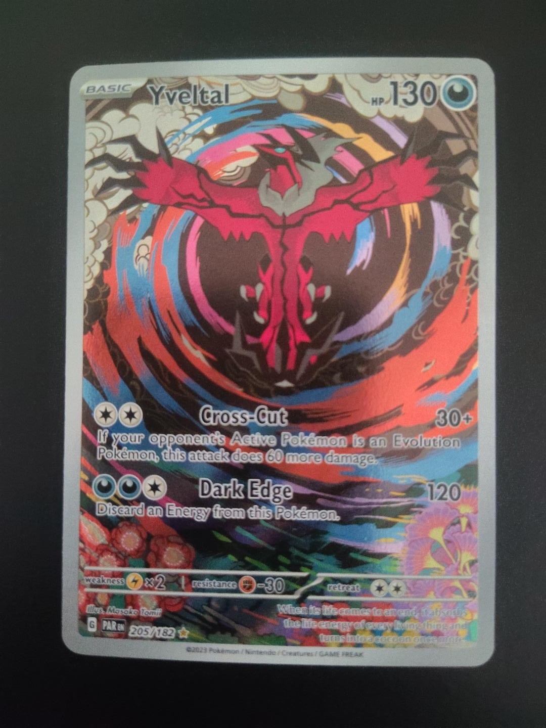 2023 Pokemon Yveltal 205/182 Paradox Rift Illustration Rare IR Holo NM