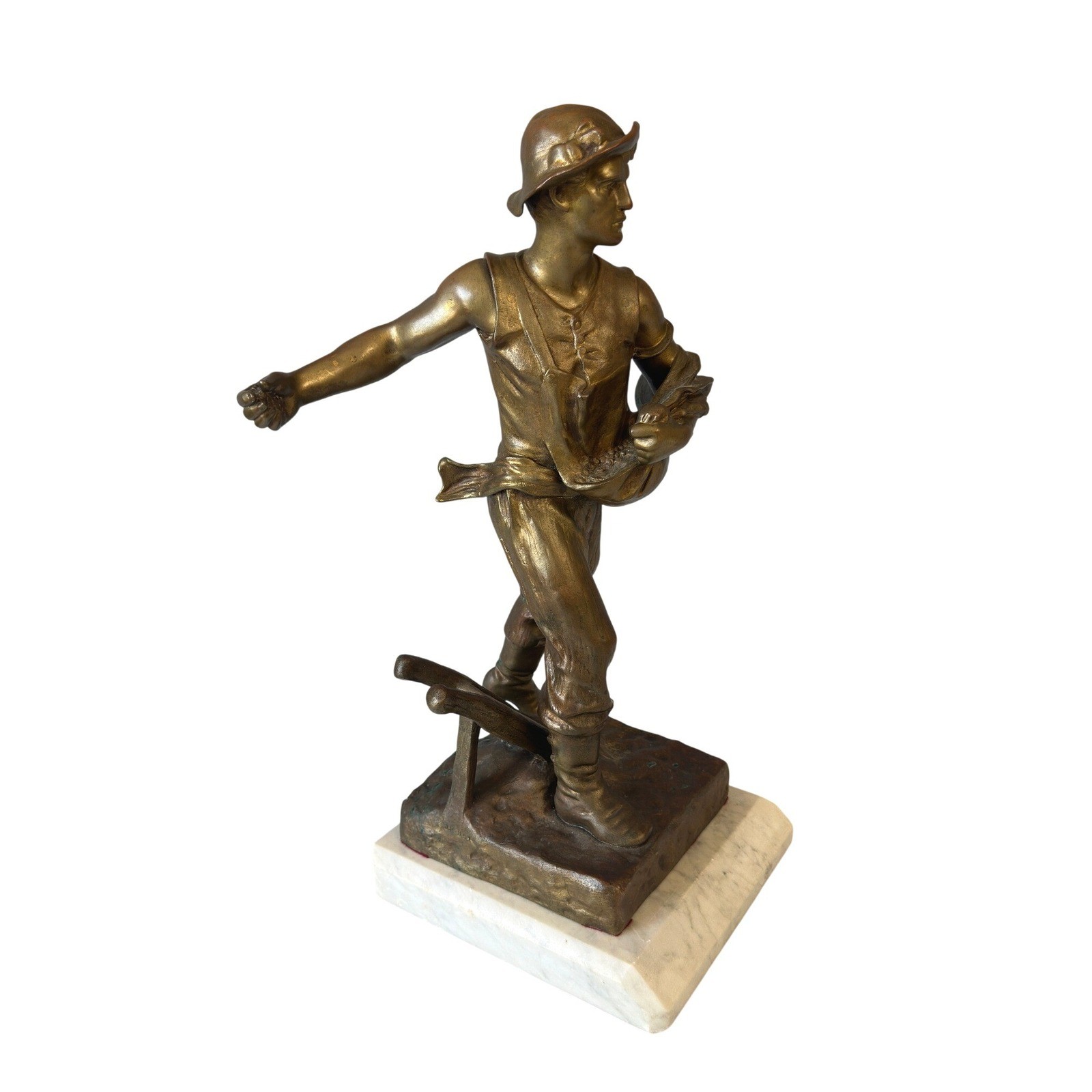 Antique Henri Louis Levasseur Bronze Sculpture Figurine The Sower French Art 20\