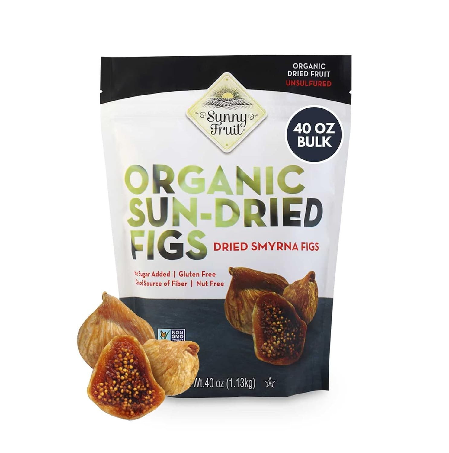 Sunny Fruit Organic Turkish Dried Figs 2.5 lb Bulk Bag Healthy Snack 40oz Bag